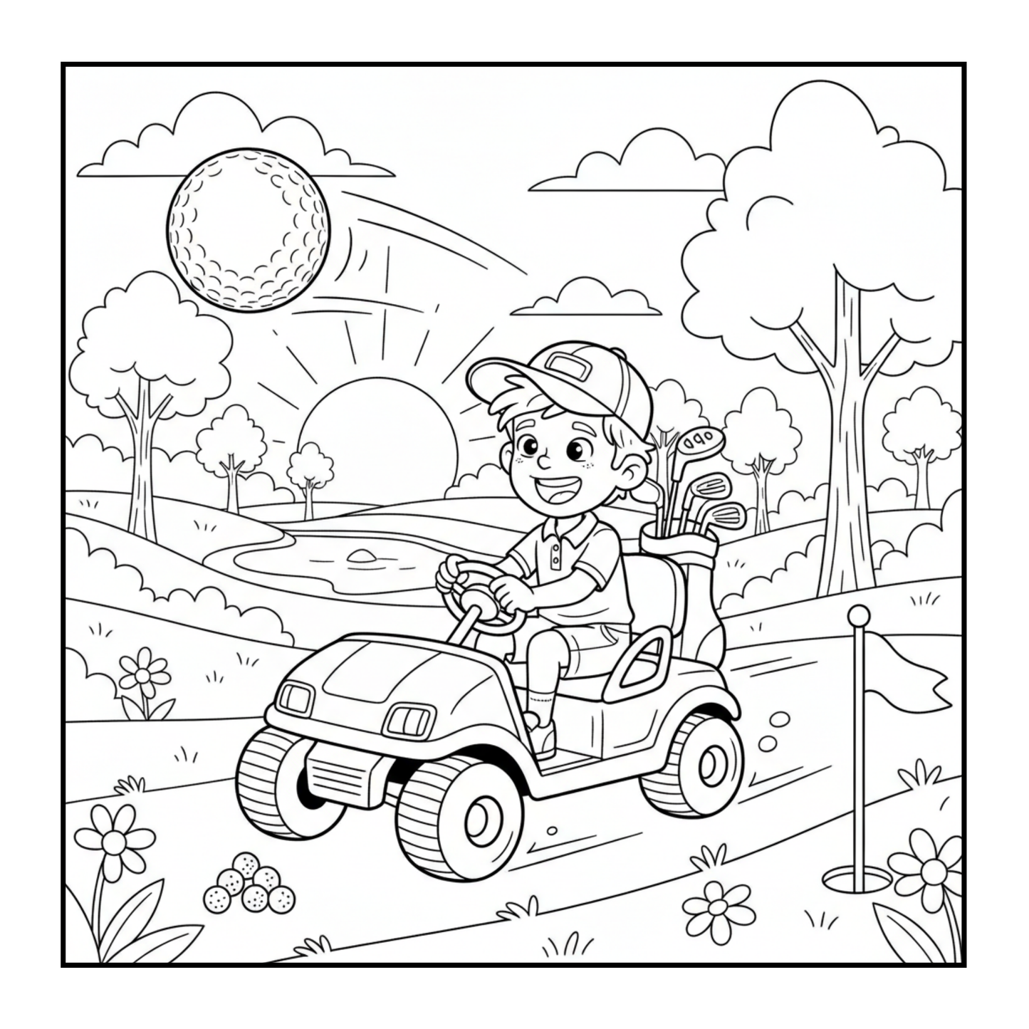 Golf Player Golfer Coloring Book for Adults Men Women Kids Boys Girls Teens Youth Single Sided Golfing Coloring Activity Book for Children