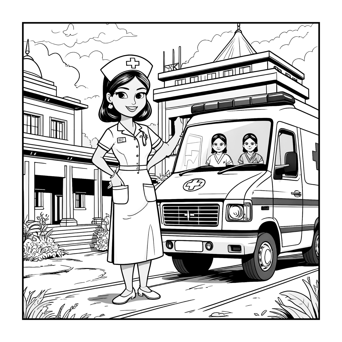 Nurse Coloring Book Gift for Adults Men Women Kids Young Boys Girls Teens 50 Pages Single Sided Hospital Nurse Coloring Activity Book