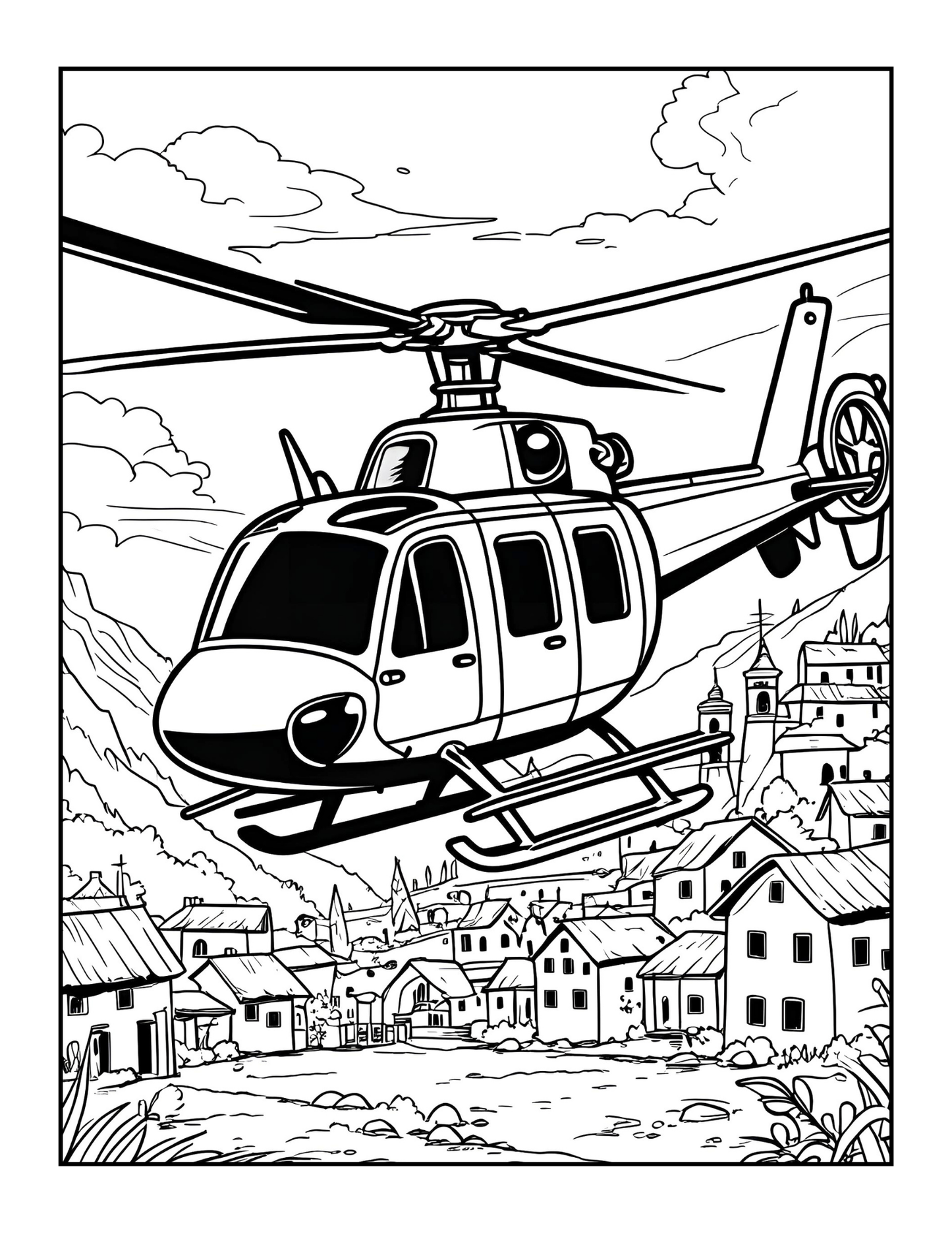 Helicopter Coloring Book Gift for Adults Kids Boys Girls Teens 50 Pages Single Sided Cool Helicopter Chopper Lover Aircraft Coloring Book