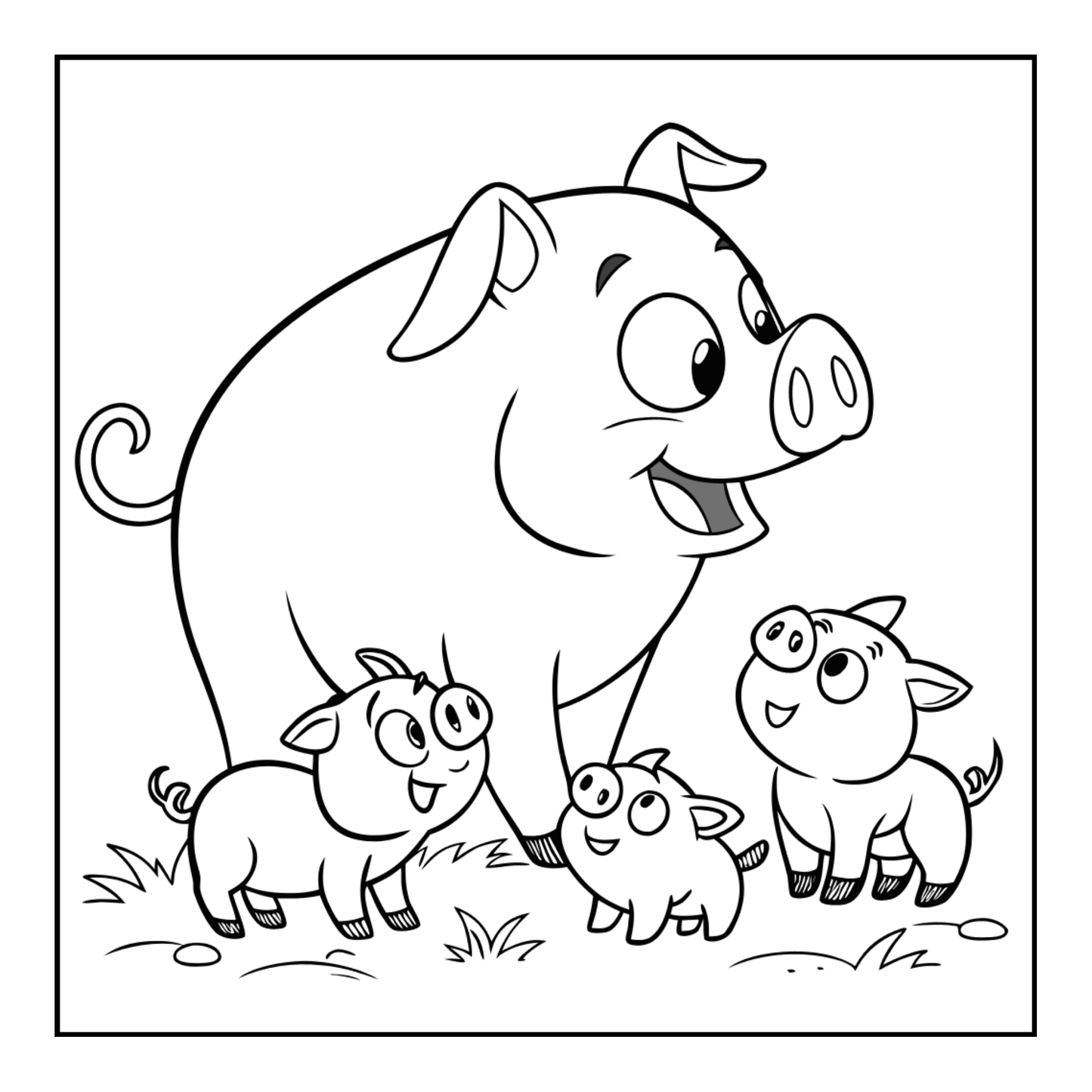 50 Pages Single Sided Cute Pig Coloring Book Gift for Adults Men Women Kids Young Boys Girls Teens Bold and Easy Simple Stress Relief