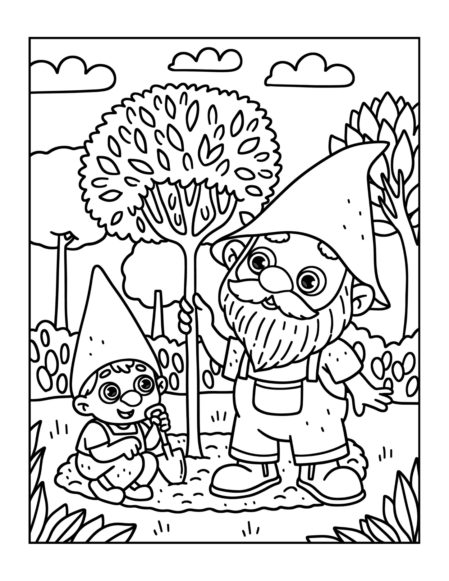 Cozy and Comfy Garden Gnomes Coloring Book Gift for Adults Men Women Kids Young Boys Girls Teens Cute Enchanted Gnome Coloring Pages