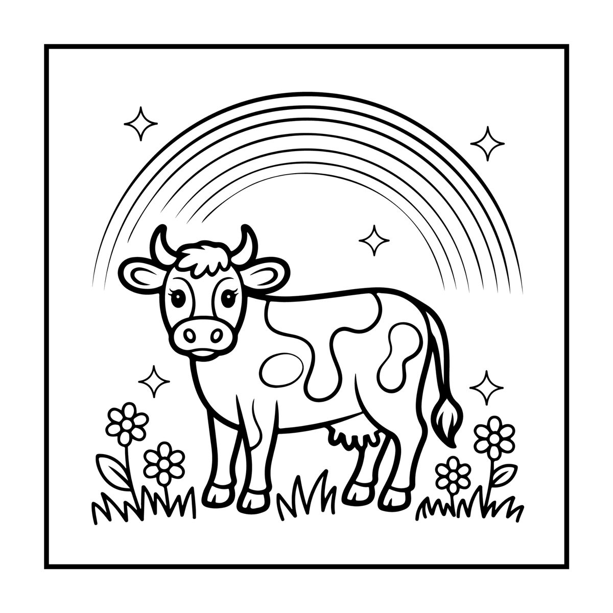 Cute Cow Coloring Book Gift for Adults Kids Boys Girls Teens: Single Sided Pages 25 Designs Cozy Cow Animal Coloring Book for Children