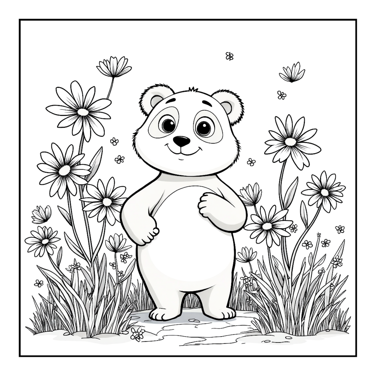 Cute Cozy Panda Bear Animal Coloring Book Gift for Adults Kids Boys Girls Teens: Single Sided Bold and Easy Cool Panda Bear Coloring Book