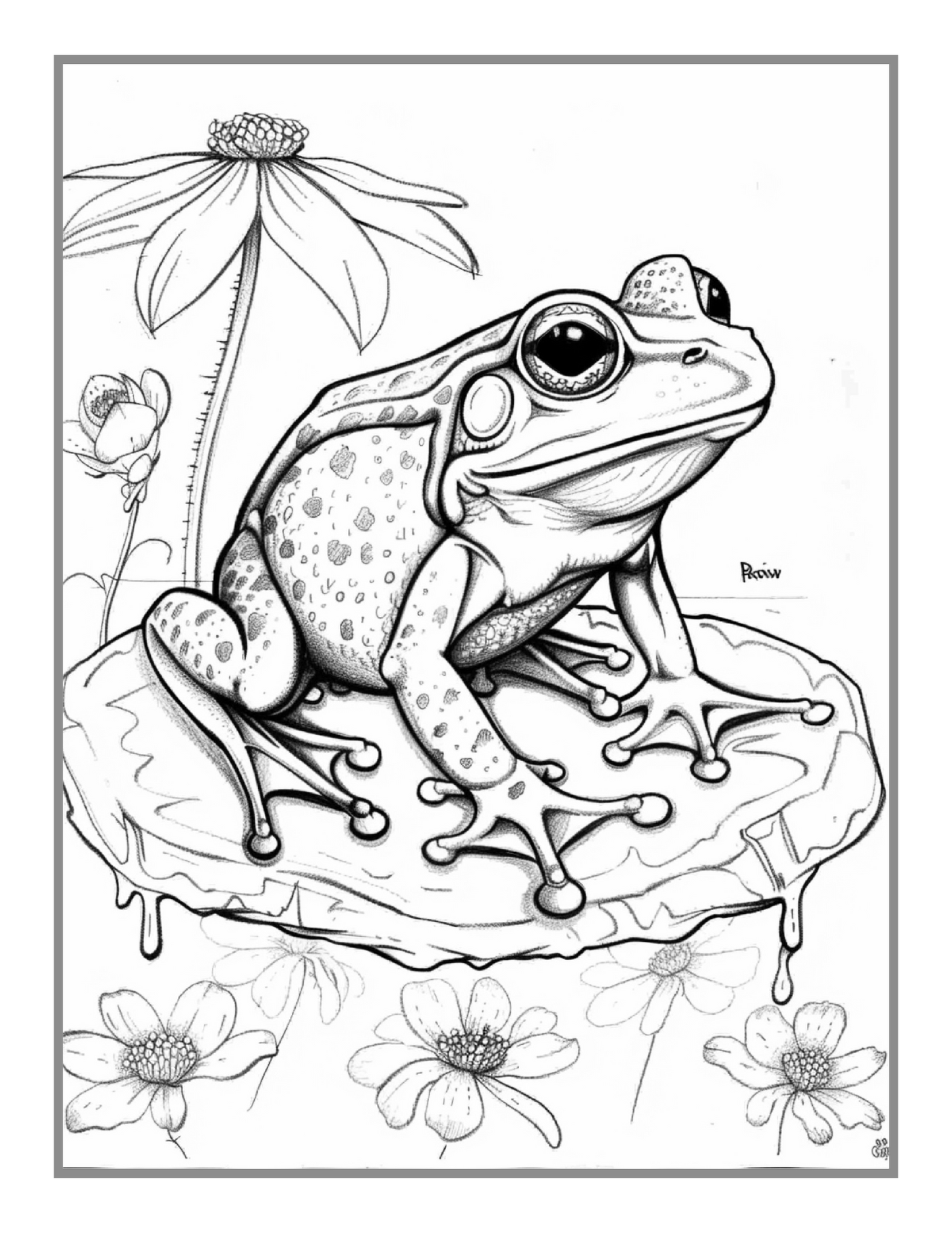 50 Pages Cute Frog Toad Coloring Book Gift for Adults Kids Men Women Boys Girls Teens Frog Toad Coloring Sheets for Children Students