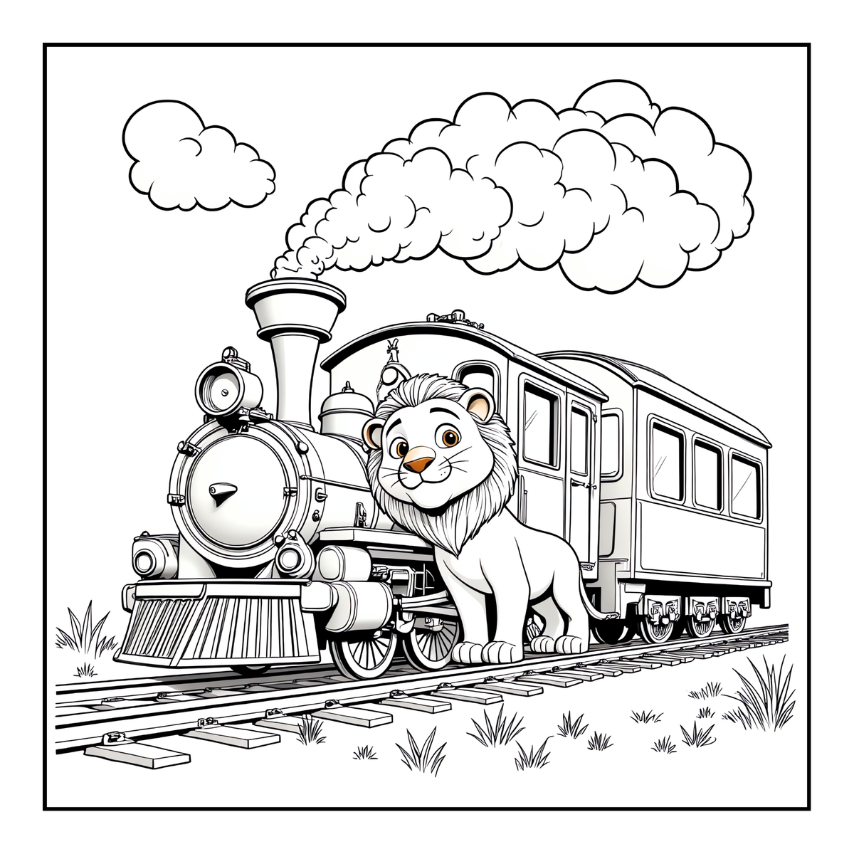 Cute Cozy Funny Lion Animal Coloring Book Gift for Adults Kids Boys Girls Teens: Single Sided Bold and Easy Cool Lion Themed Coloring Book