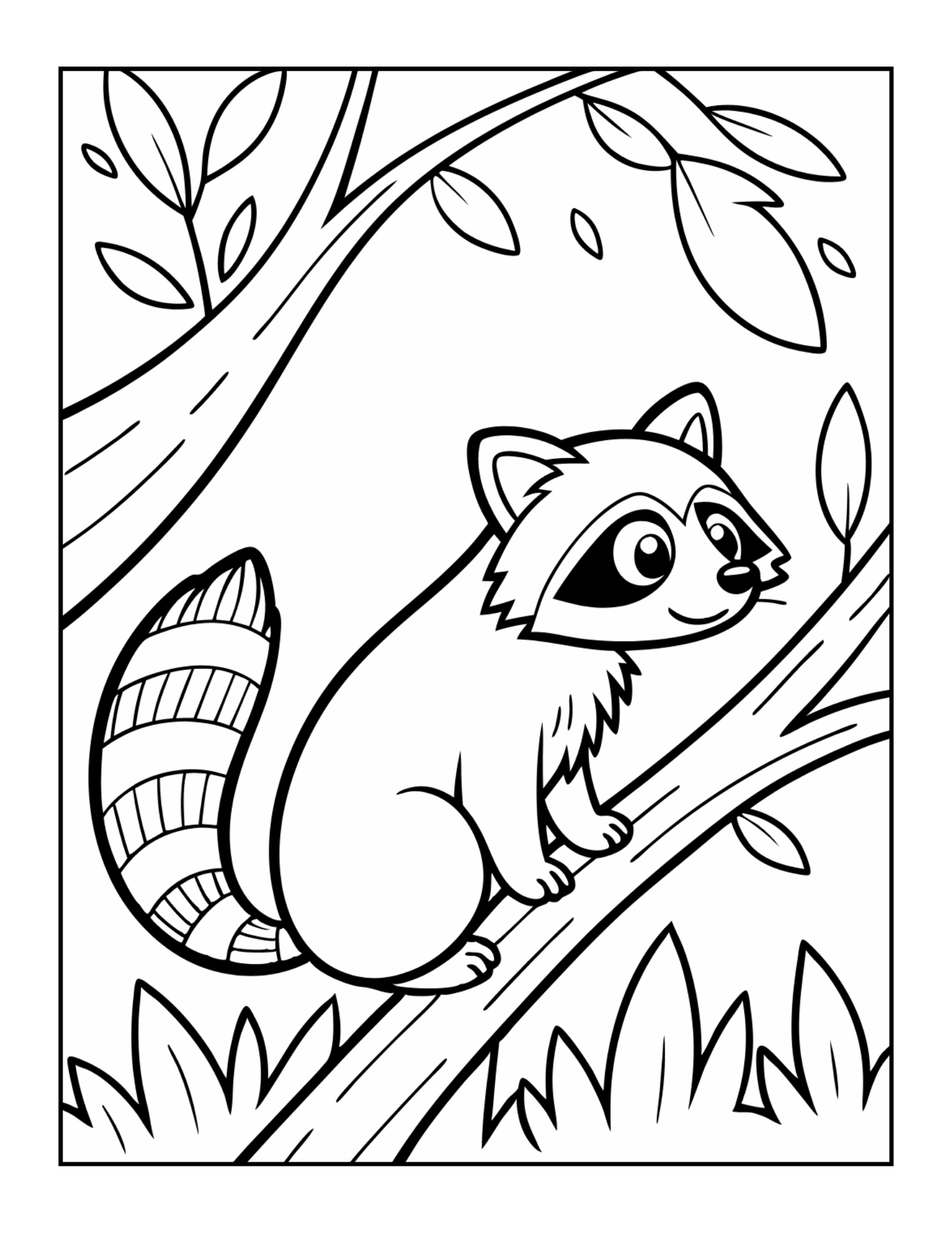 Cute Cozy Raccoon Animal Coloring Book Gift for Adults Kids Boys Girls Teens 50 Pages Single Sided Bold and Easy Raccoon Coloring Book