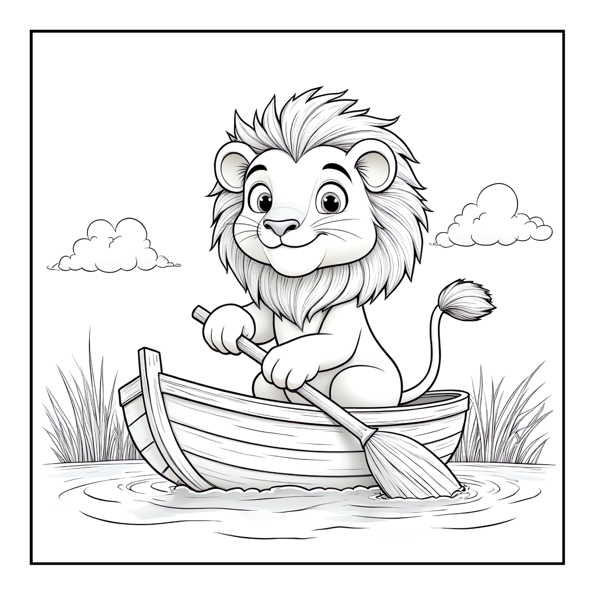 Cute Cozy Funny Lion Animal Coloring Book Gift for Adults Kids Boys Girls Teens: Single Sided Bold and Easy Cool Lion Themed Coloring Book