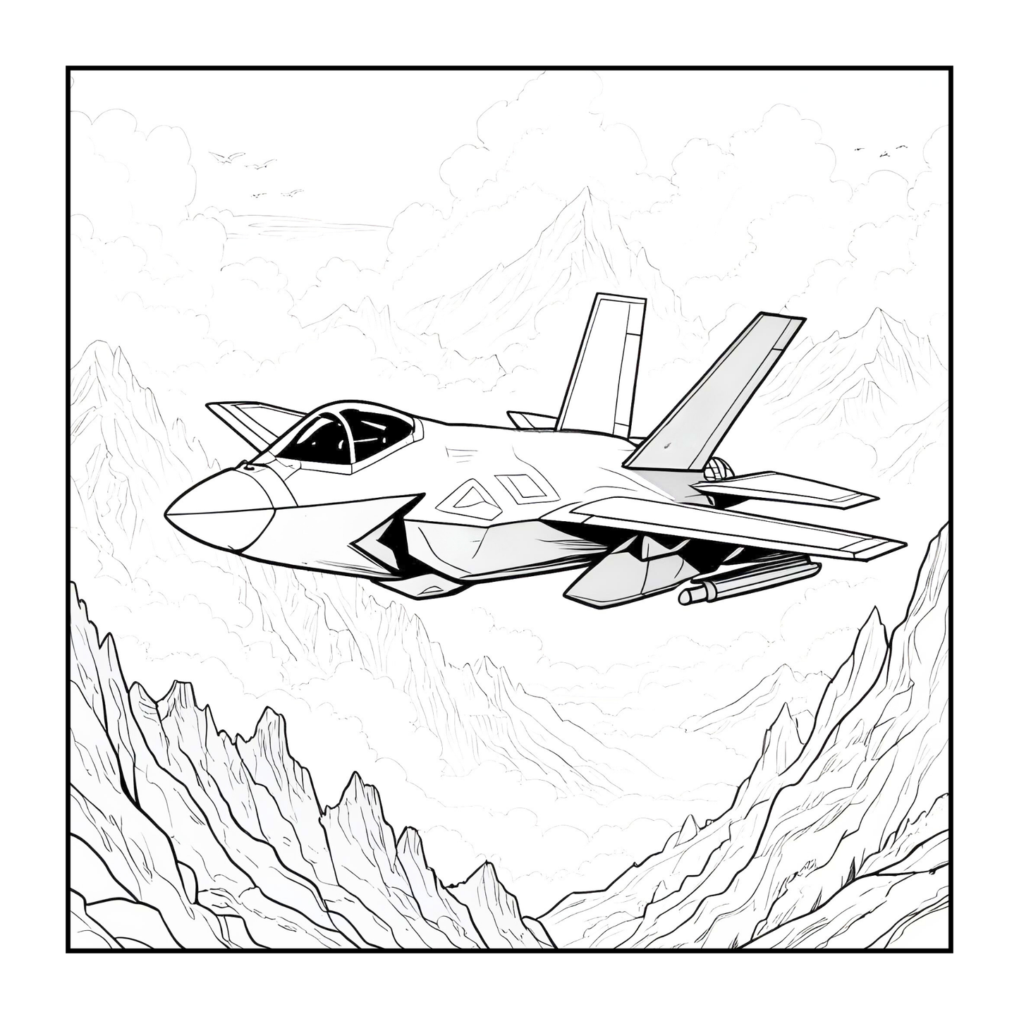 Military Jet Fighter Plane Coloring Book for Kids Adults Boys Girls 50 Pages Single Sided Plane Coloring Book Airplane Coloring Book Gift