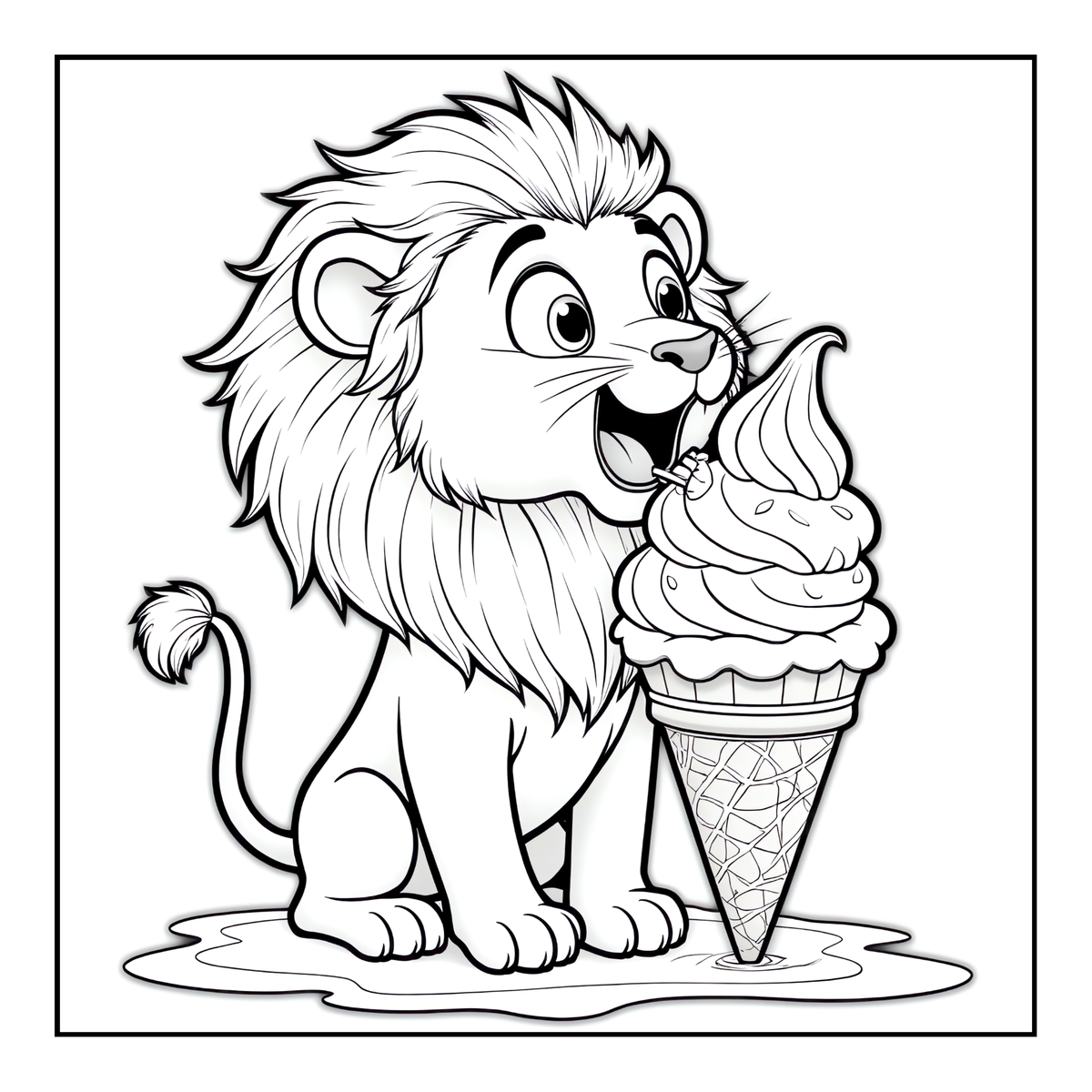 Cute Cozy Funny Lion Animal Coloring Book Gift for Adults Kids Boys Girls Teens: Single Sided Bold and Easy Cool Lion Themed Coloring Book