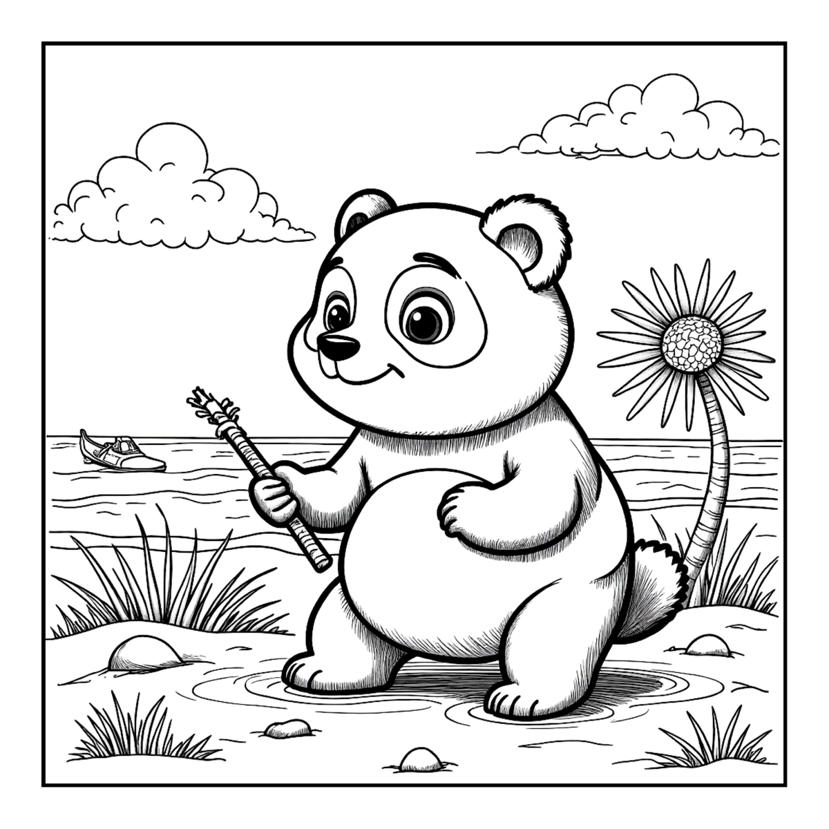 Cute Cozy Panda Bear Animal Coloring Book Gift for Adults Kids Boys Girls Teens: Single Sided Bold and Easy Cool Panda Bear Coloring Book