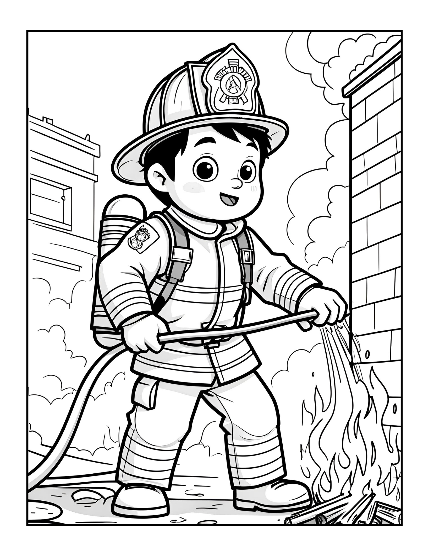 Cool Firefighter Coloring Book Gift for Adults Men Women Kids Boys Girls Teens 50 Pages Single Sided Fire Truck Fireman Firewoman Coloring