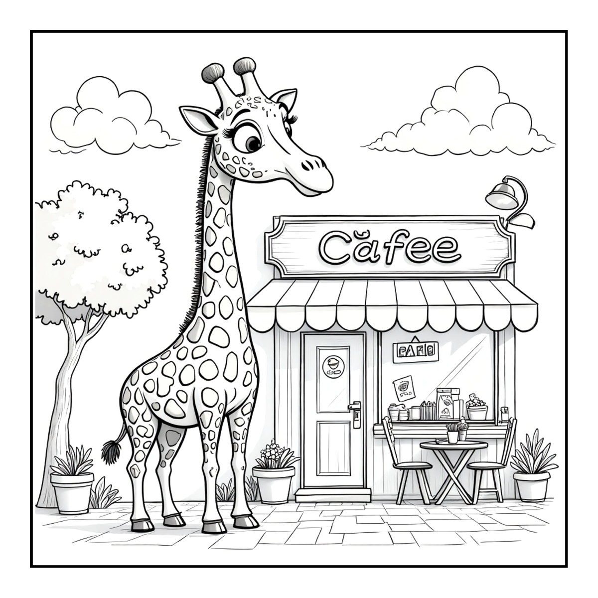 Cute Cozy Funny Giraffe Animal Coloring Book Gift for Adults Kids Boys Girls Teens: Single Sided Bold and Easy Little Giraffe Coloring Book