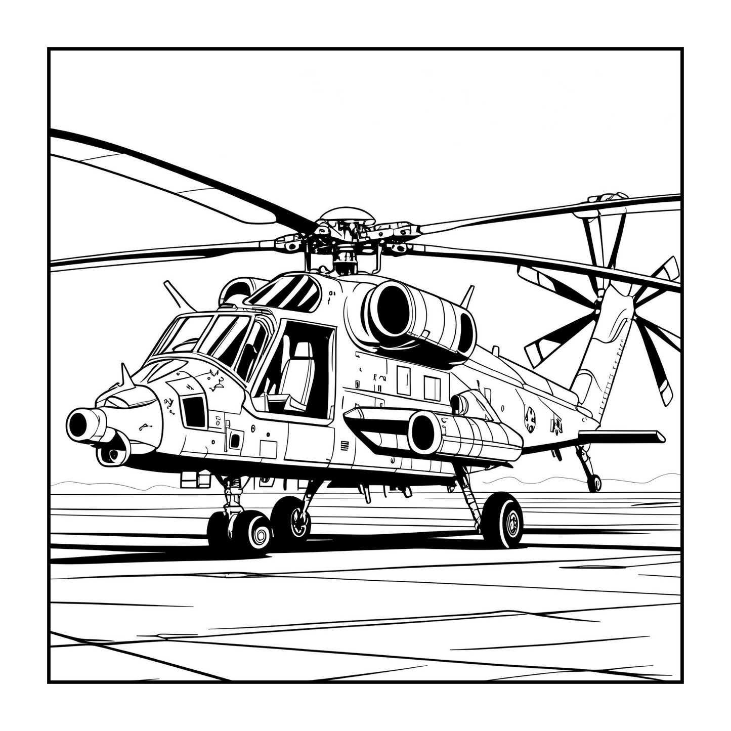 Military Attack Helicopter Coloring Book Gift for Adults Kids Boys Girls Teens Bold and Easy 50 Pages Single Sided Coloring Activity Book