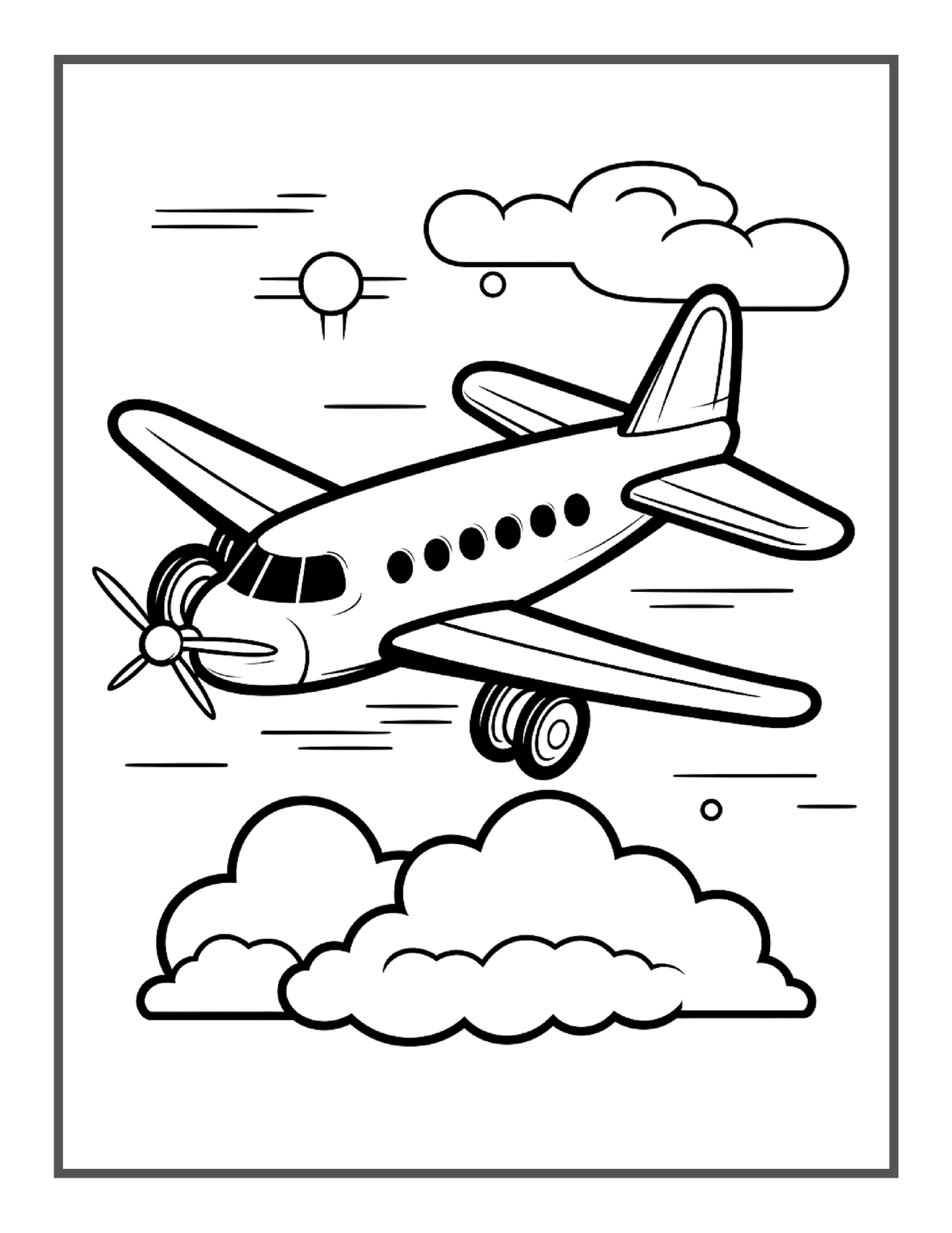 50 Pages Cute Airplane Coloring Book Gift for Kids Boys Girls Teens Youth Flying Airplane Aviation Fan Coloring Book Plane Coloring Pages
