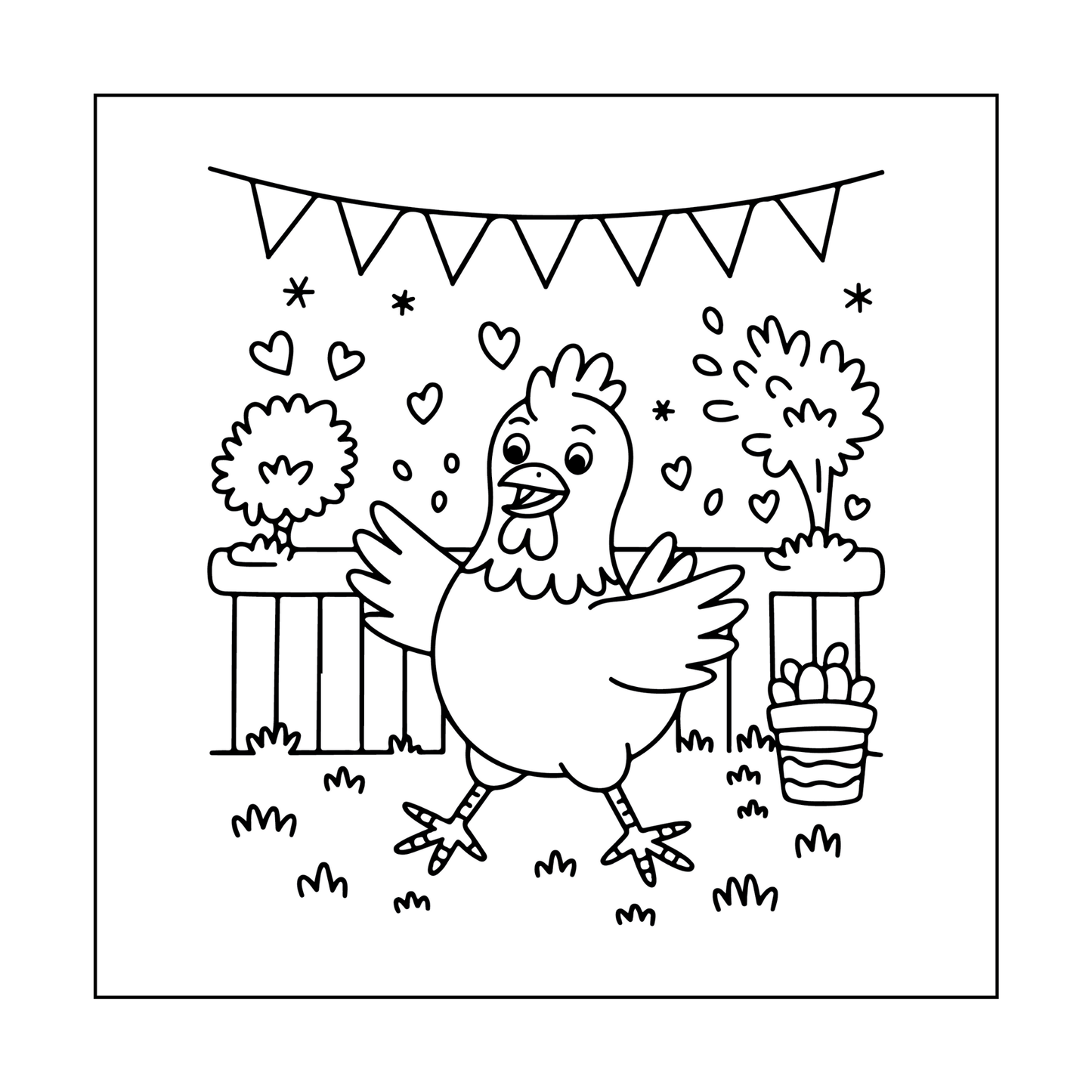 Cute Funny Chicken Coloring Book Gift for Adults Kids Boys Girls Teens Bold and Easy Chicken Bird Coloring Sheets for Children Relaxation