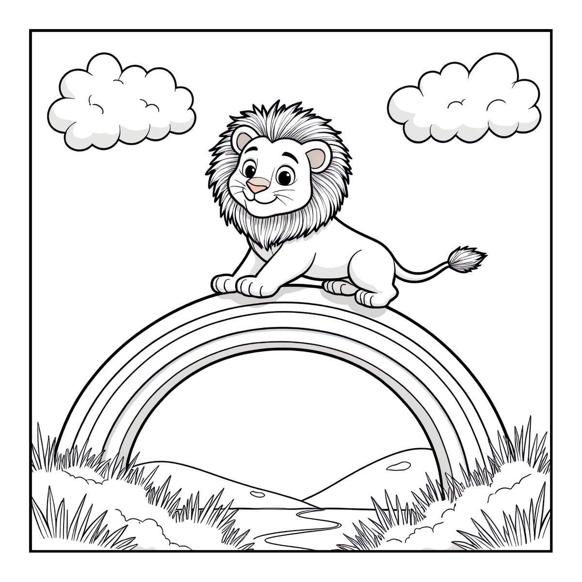 Cute Cozy Funny Lion Animal Coloring Book Gift for Adults Kids Boys Girls Teens: Single Sided Bold and Easy Cool Lion Themed Coloring Book