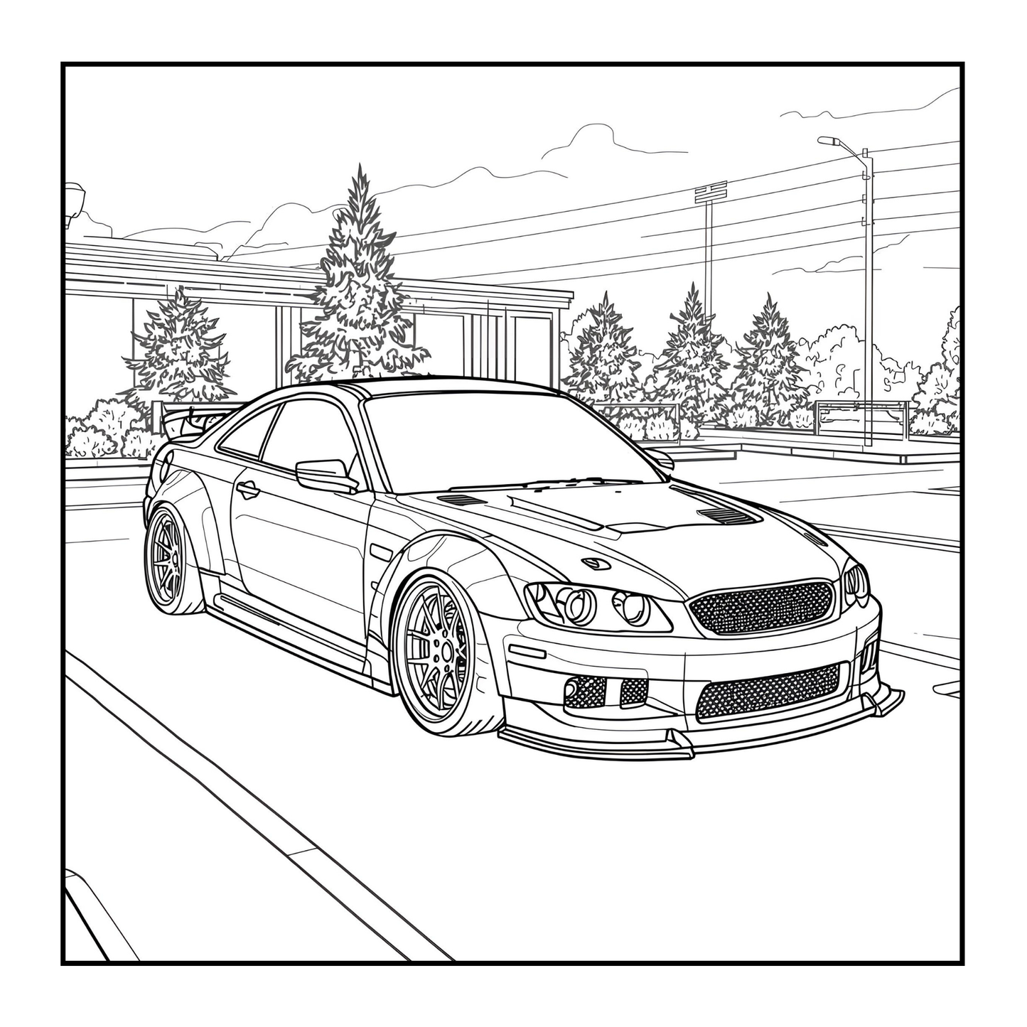 Modified Cars Coloring Book for Adults Men Women Kids Boys Girls Teens Bold Easy Simple Cars Coloring Book Drift Cars Coloring Activity Book