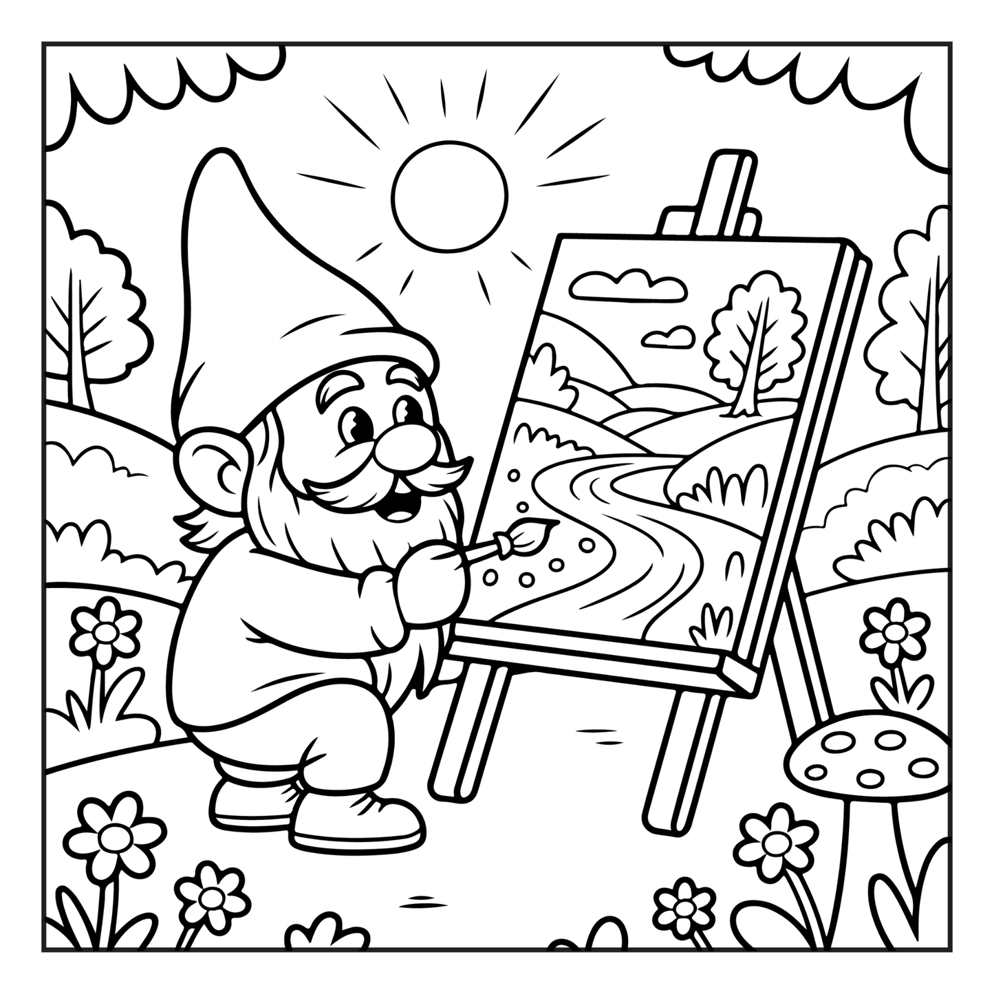 Cozy and Comfy Garden Gnomes Coloring Book Gift for Adults Men Women Kids Boys Girls Teens Bold Easy Simple Whimsical Gnome Coloring Sheets