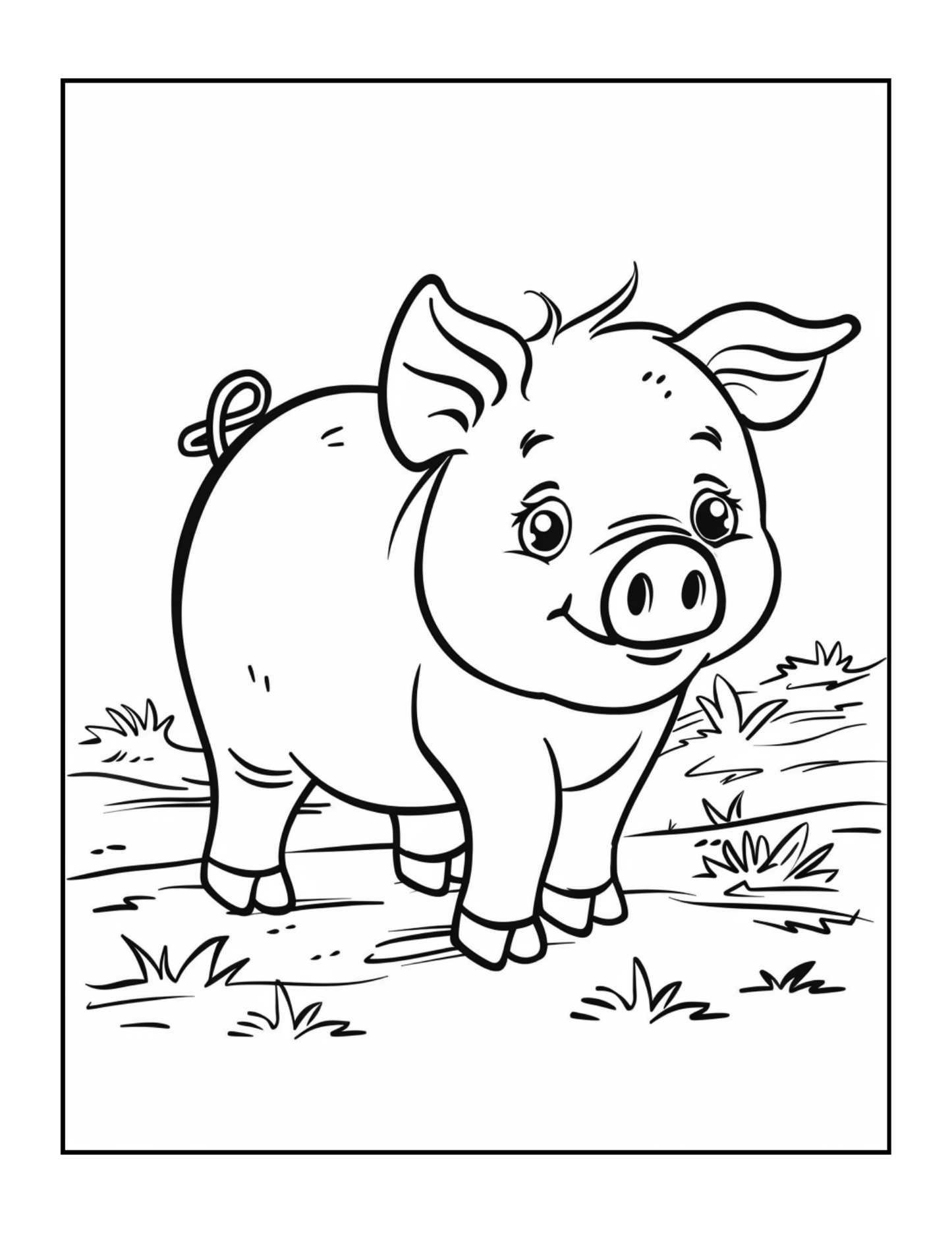 50 Pages Single Sided Cute Pig Coloring Book Gift for Adults Men Women Kids Young Boys Girls Teens Bold and Easy Simple Stress Relief