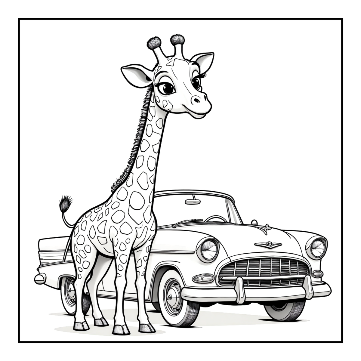 Cute Cozy Funny Giraffe Animal Coloring Book Gift for Adults Kids Boys Girls Teens: Single Sided Bold and Easy Little Giraffe Coloring Book