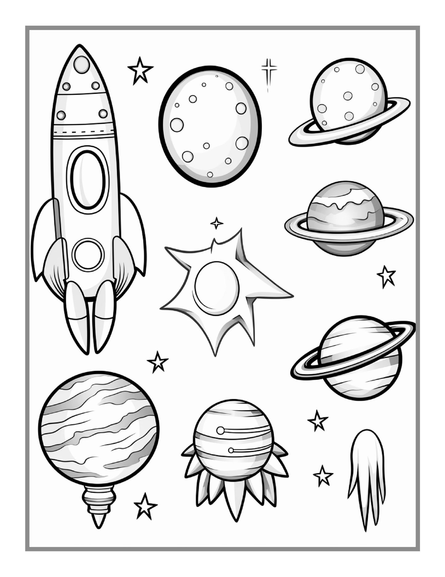 50 Pages Outer Space Galaxy Planet UFO Extraterrestrial Coloring Book Gift for Kids Boys Girls Astronaut Planet Relaxation Coloring Book