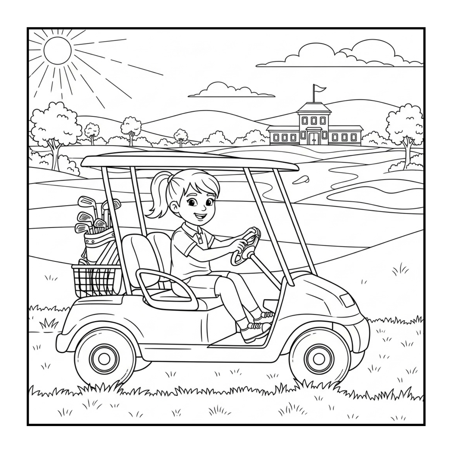 Golf Player Golfer Coloring Book for Adults Men Women Kids Boys Girls Teens Youth Simple Stress Free Relief Coloring Book Golfing Coloring