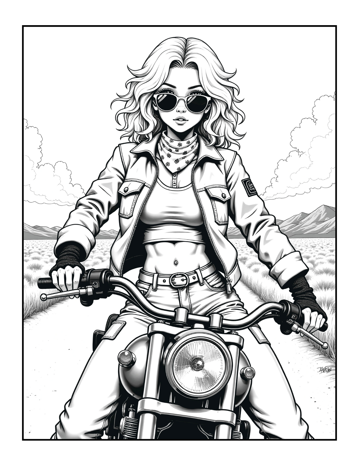 50 Pages Single Sided Cute Japanese Anime Manga Fashion Biker Girls Coloring Book Gift for Adults Men Women Kids Young Boys Girls Teens