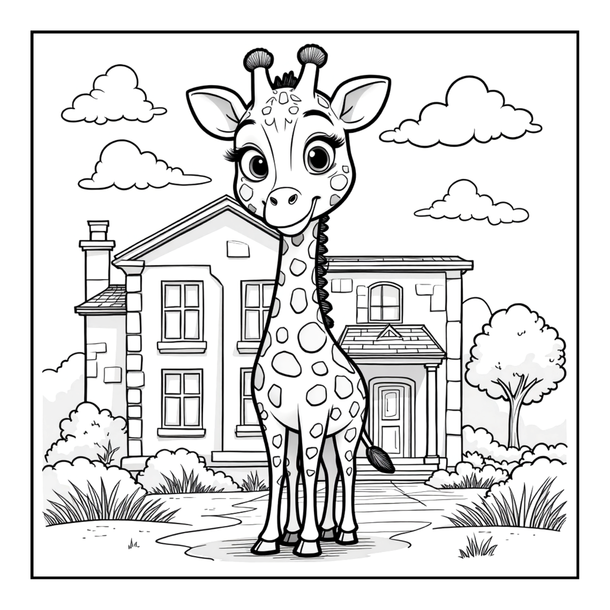 Cute Cozy Funny Giraffe Animal Coloring Book Gift for Adults Kids Boys Girls Teens: Single Sided Bold and Easy Little Giraffe Coloring Book