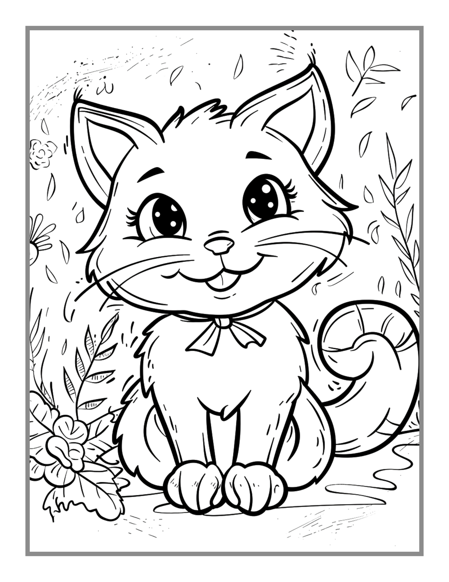 50 Pages Cute Cozy Cat Kitten Kitty Coloring Book Gift for Cat Lover Pet Owner Men Women Adults Kids Boys Girls Teens Funny Animal Coloring