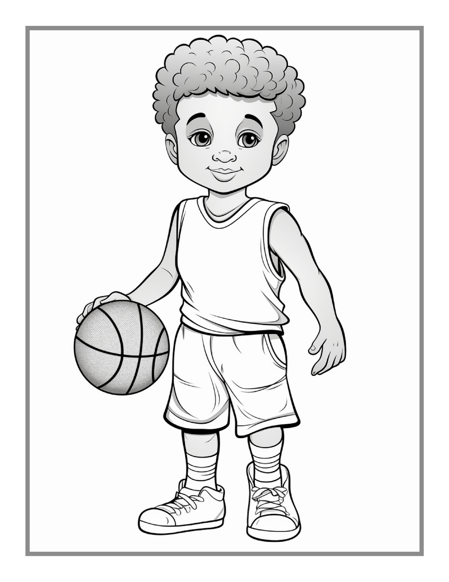 50 Pages Basketball Coloring Book Gift for Adults Kids Men Women Boys Girls Teens Youth Bold and Easy Funny Relaxing Coloring Book