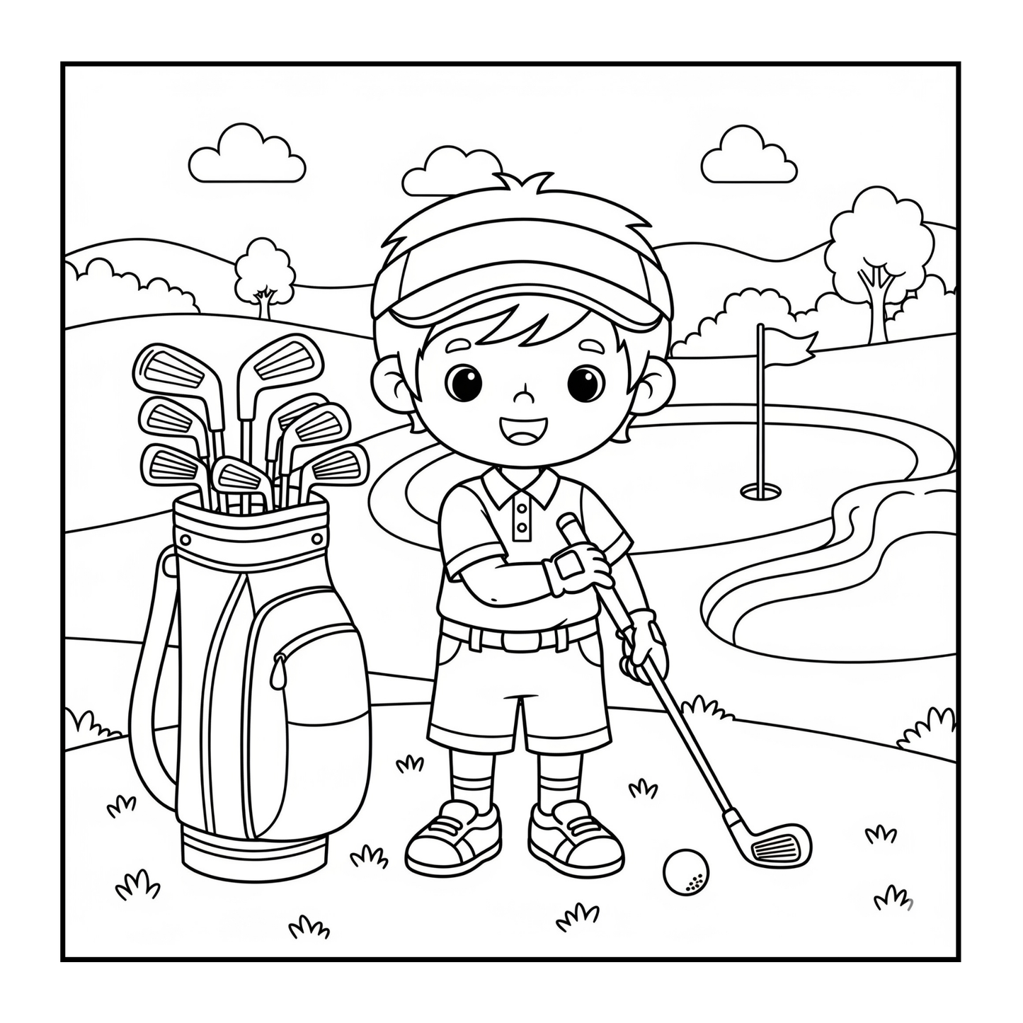 Golf Player Golfer Coloring Book for Adults Men Women Kids Boys Girls Teens Youth Simple Stress Free Relief Coloring Book Golfing Coloring