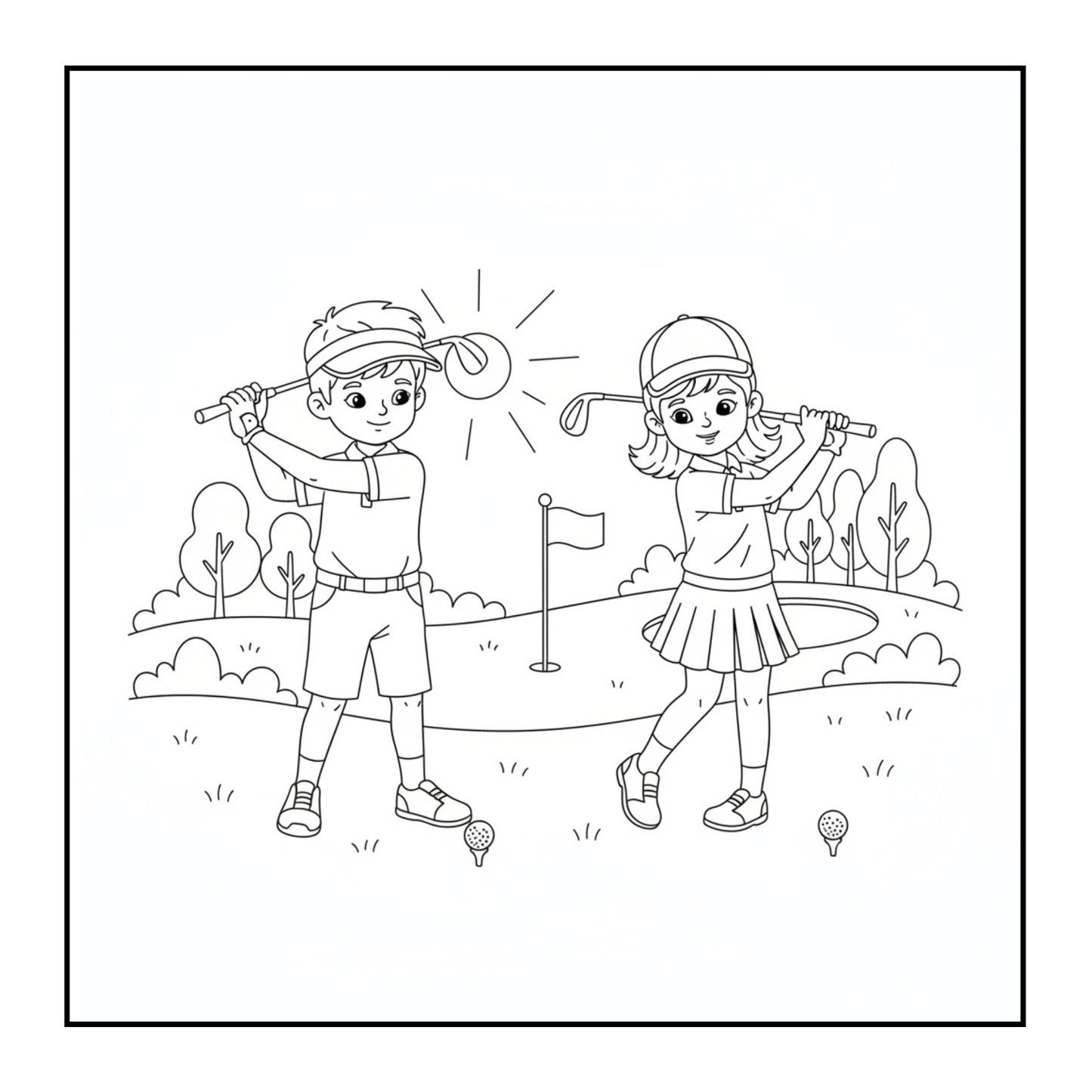 Golf Player Golfer Coloring Book for Adults Men Women Kids Boys Girls Teens Youth Simple Stress Free Relief Coloring Book Golfing Coloring