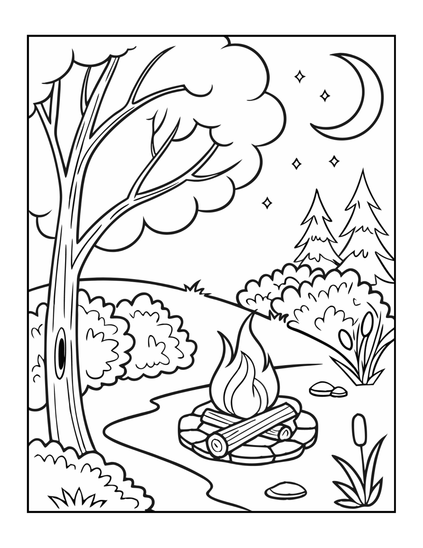 Bold and Easy Cozy Camping Coloring Book Gift for Adults Men Women Kids Boys Girls Young Teens Summer Camp Camping Coloring Sheets