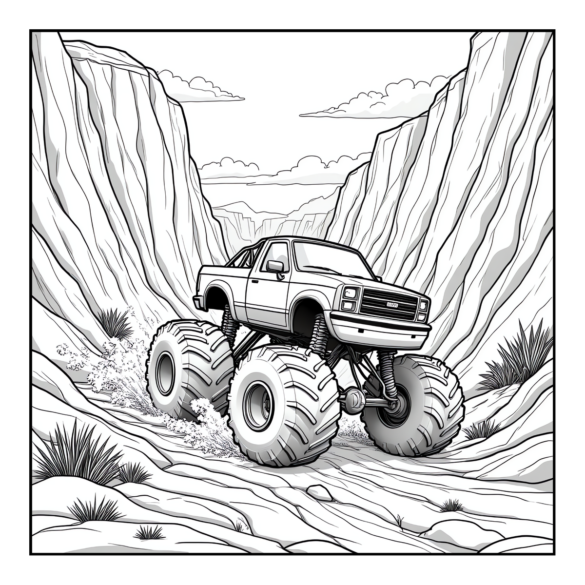 Monster Truck Coloring Book for Kids Adults: Easy Monster Truck Coloring Book Pages for Toddlers Boys Girls Adults