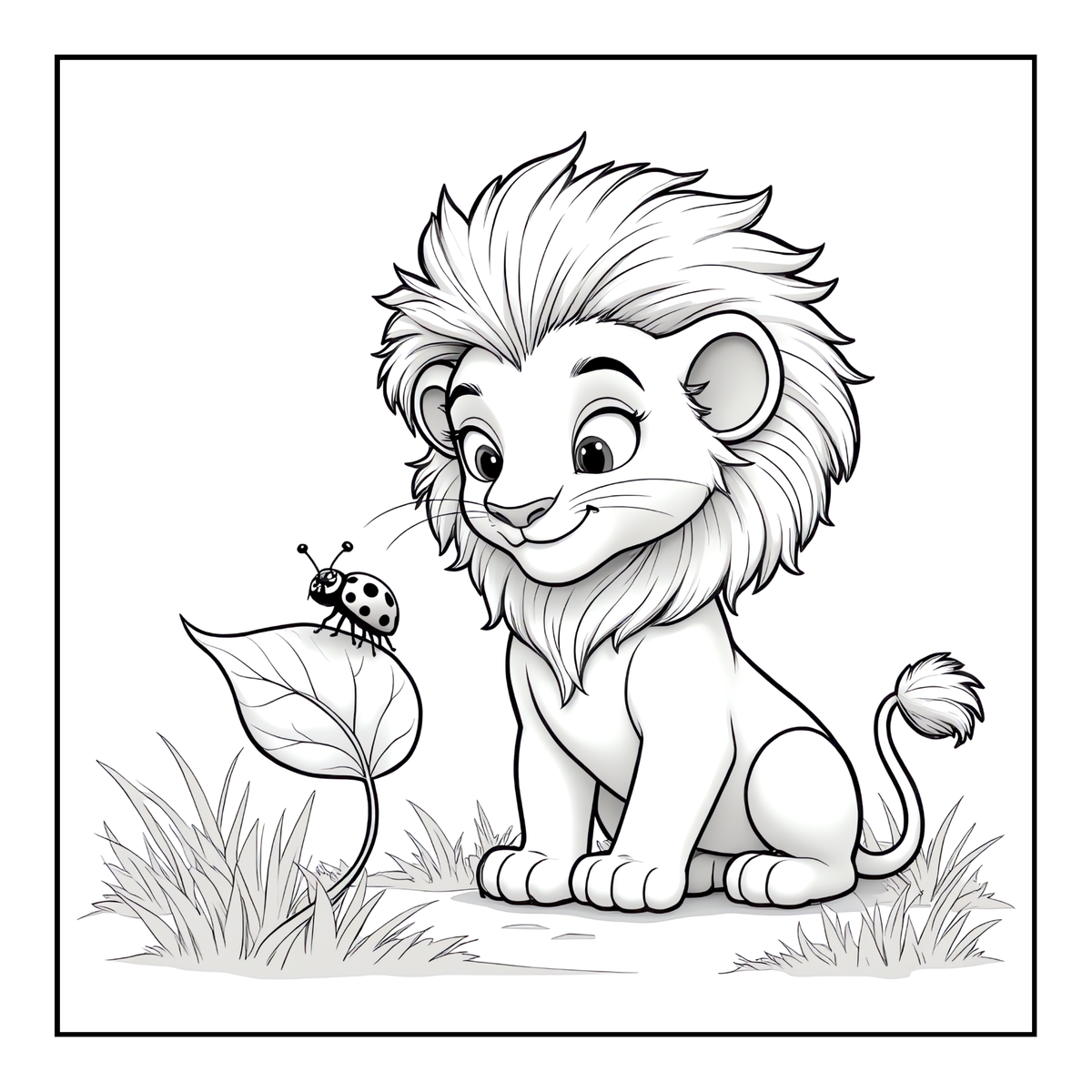 Cute Cozy Funny Lion Animal Coloring Book Gift for Adults Kids Boys Girls Teens: Single Sided Bold and Easy Cool Lion Themed Coloring Book