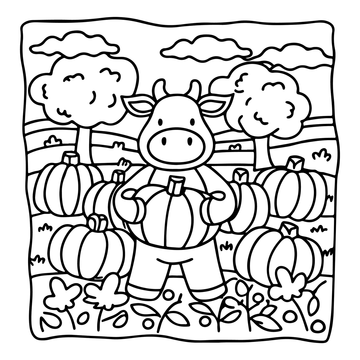 Highland Cow Coloring Book Gift for Adults Kids Boys Girls Teens 50 Pages Single Sided Cozy Simple Bold Easy Cow Coloring Book for Children