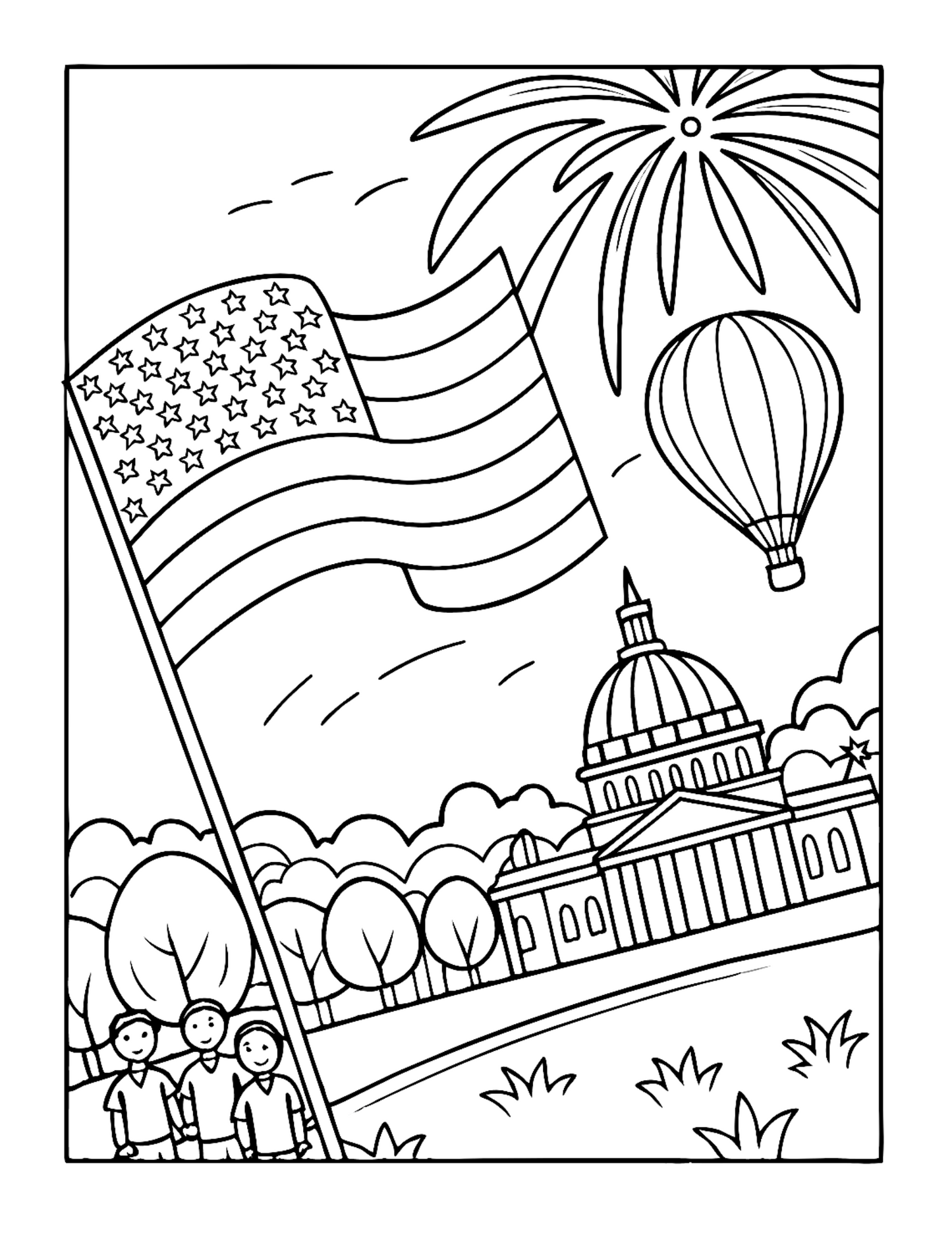 4th of July Independence Day Coloring Book Gift for Kids Boys Girls Young Teens 50 Pages Single Sided 4th of July Coloring Activity Sheets