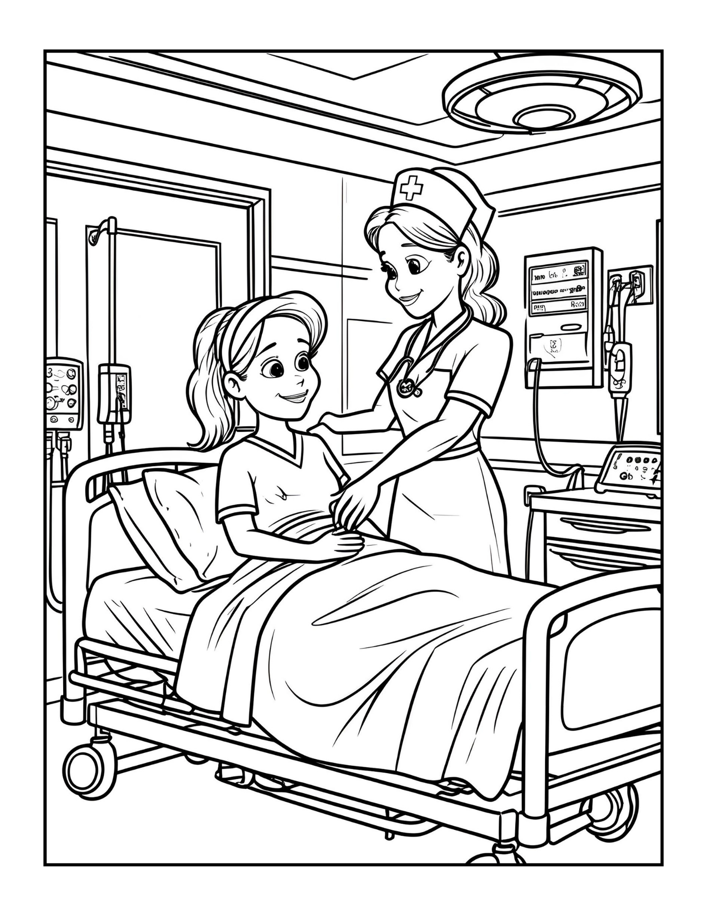 Nurse Coloring Book Gift for Adults Men Women Kids Young Boys Girls Teens 50 Pages Single Sided Hospital Nurse Coloring Activity Book