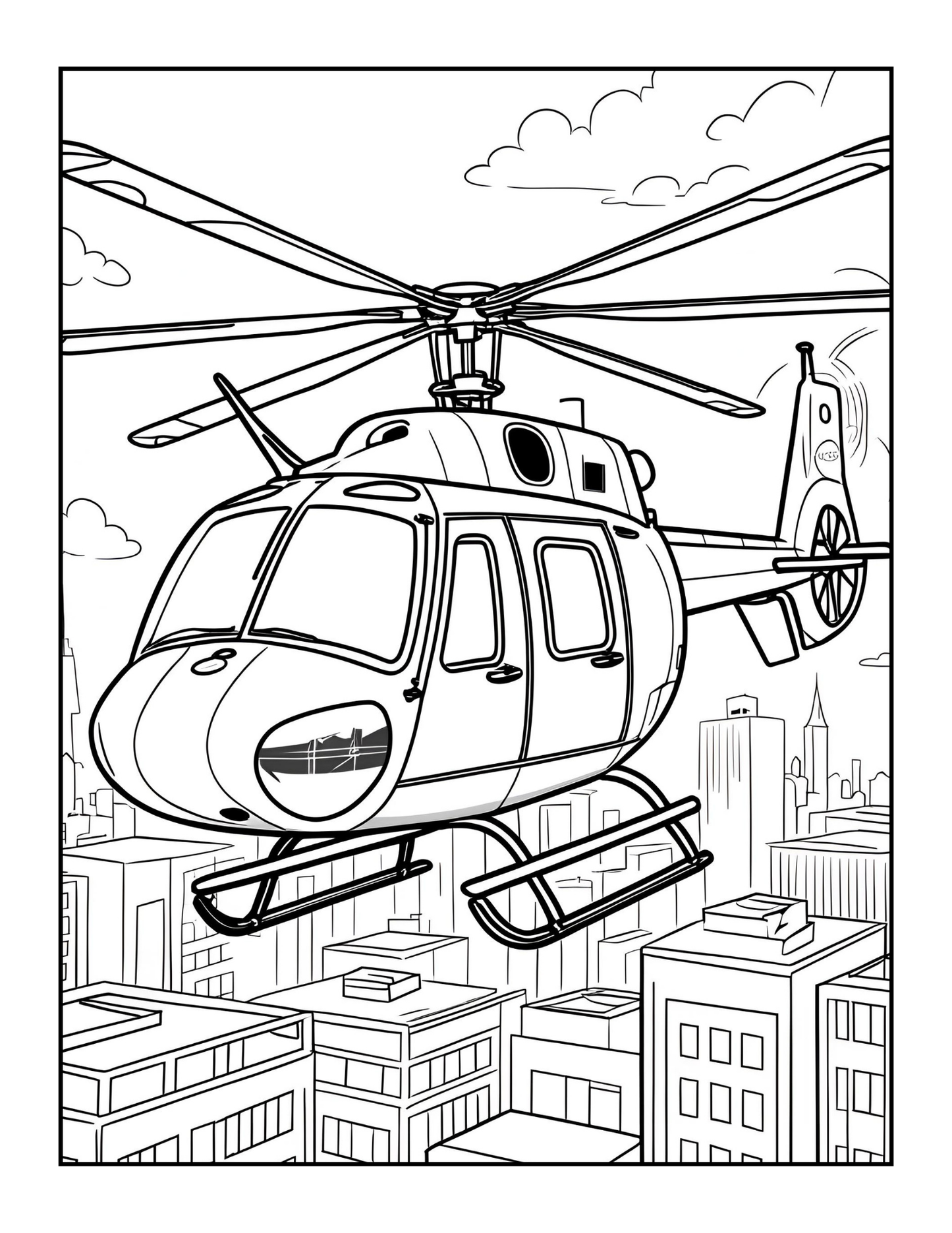 Helicopter Coloring Book Gift for Adults Kids Boys Girls Teens 50 Pages Single Sided Coloring Activity Book for Children Bold and Easy