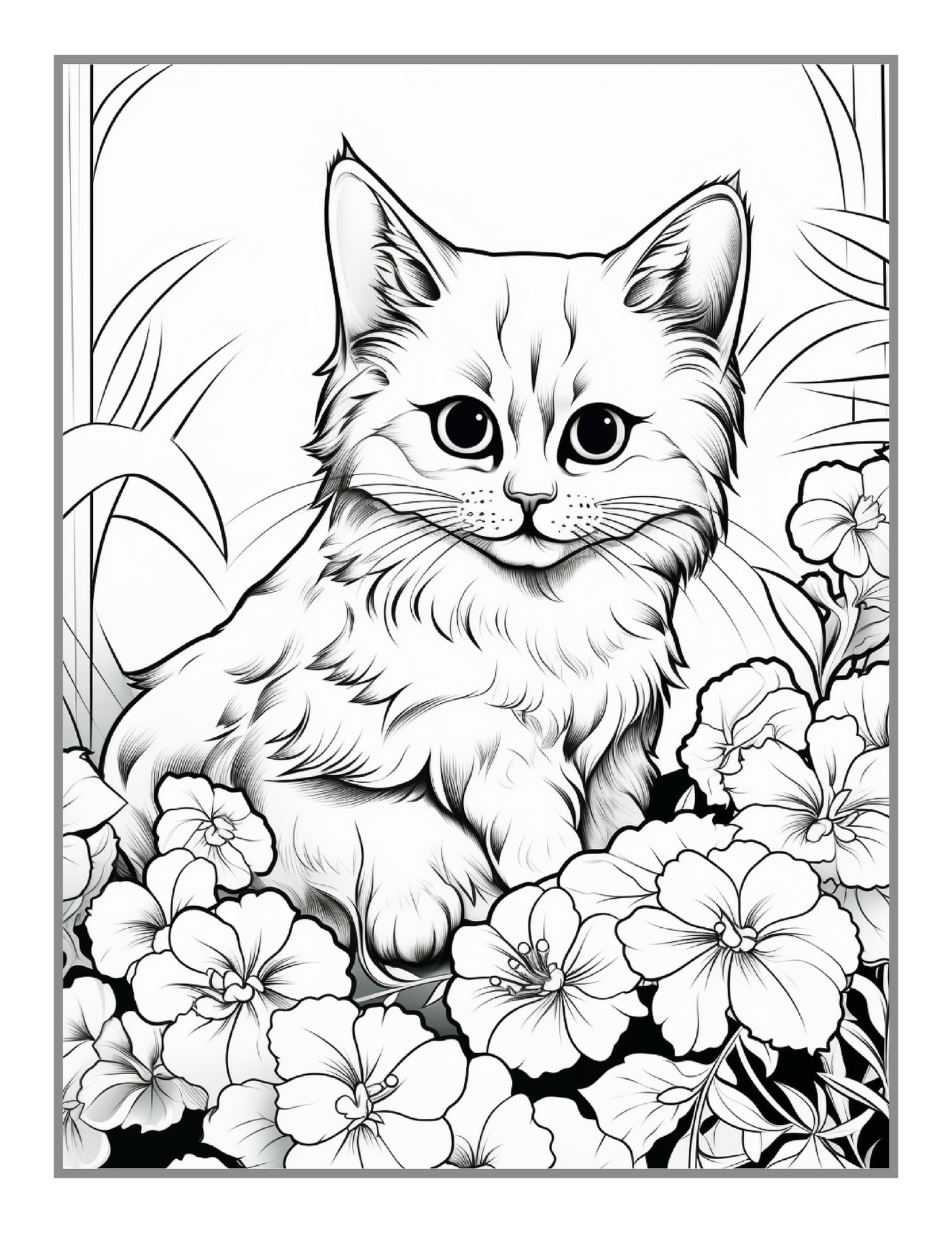 50 Pages Cute Cozy Cat Kitten Kitty Coloring Book Gift for Cat Lover Pet Owner Men Women Adults Kids Boys Girls Teens Funny Animal Coloring