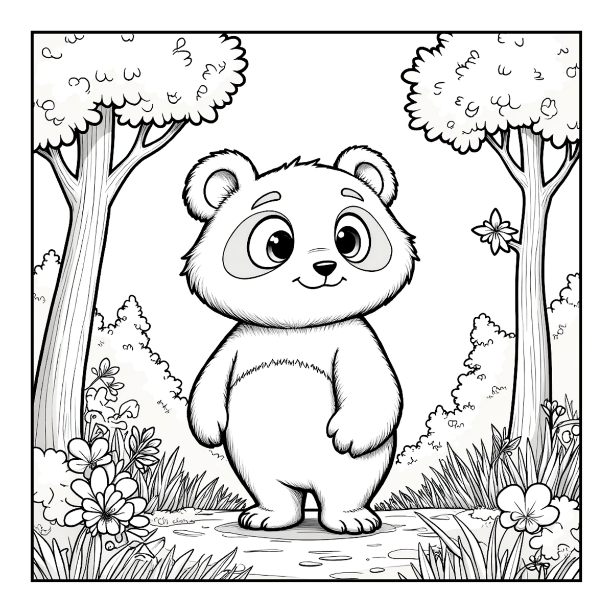 Cute Cozy Panda Bear Animal Coloring Book Gift for Adults Kids Boys Girls Teens: Single Sided Bold and Easy Cool Panda Bear Coloring Book