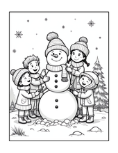 Load image into Gallery viewer, Cozy Christmas Coloring Book for Kids Adults: 25 Bold Easy Single Sided Holiday Coloring Pages with Cute Kitten Santa Snowman Designs
