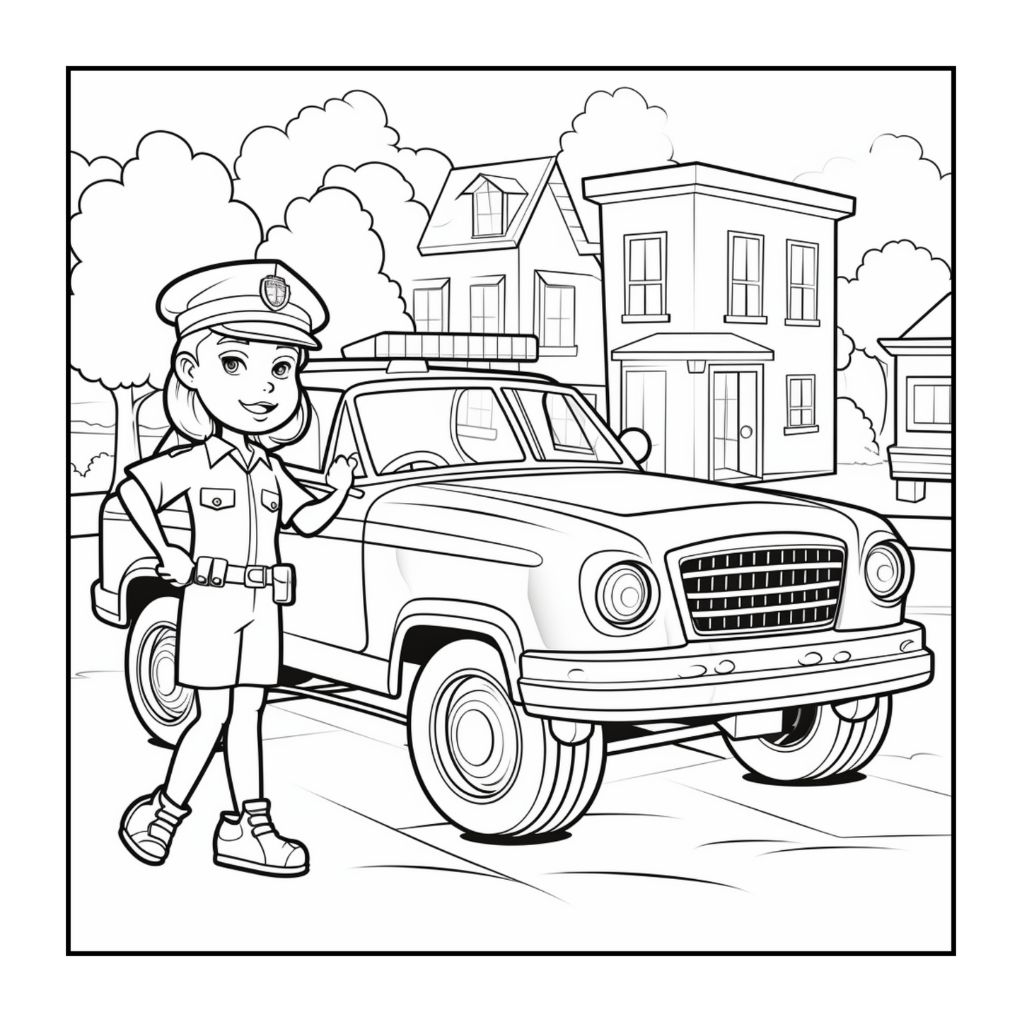 Cool Police Officer Coloring Book Gift for Adults Kids Boys Girls Teens 50 Pages Single Sided Police Coloring Activity Book for Children