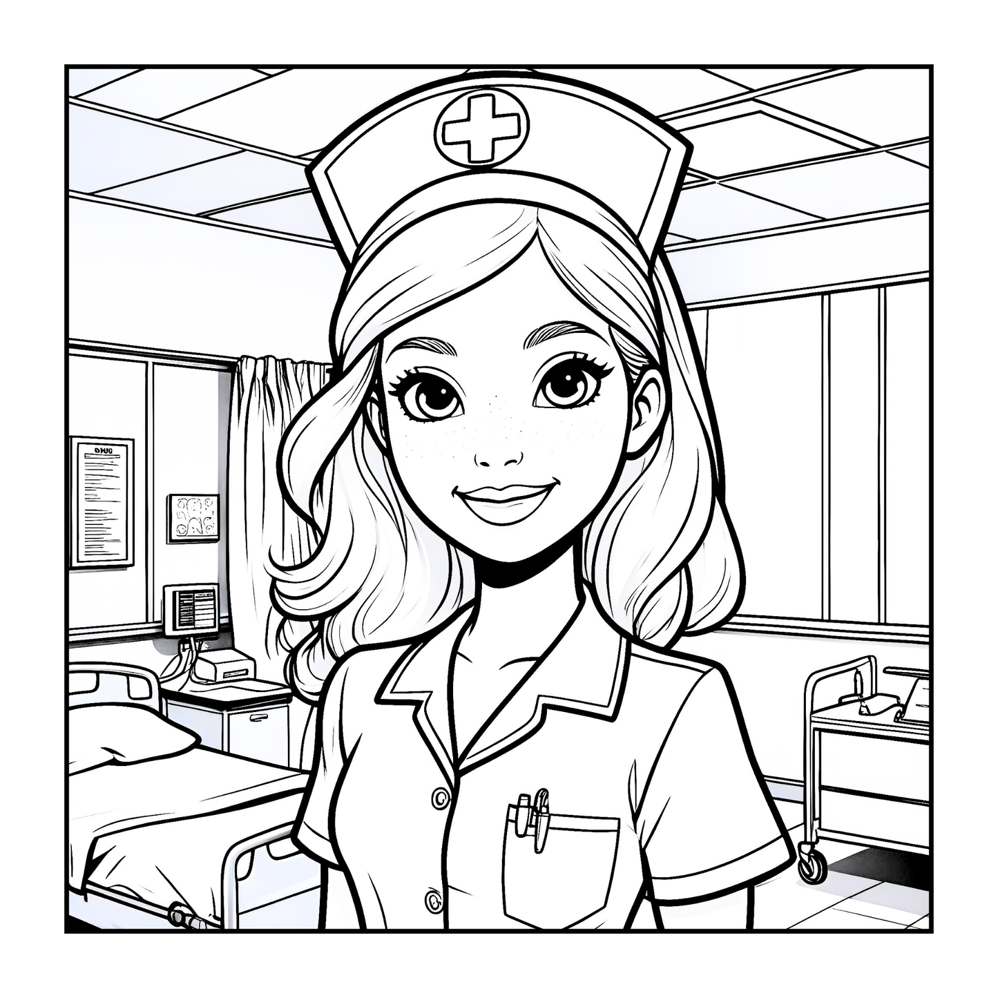 Nurse Coloring Book Gift for Adults Men Women Kids Young Boys Girls Teens 50 Pages Single Sided Hospital Nurse Coloring Activity Book