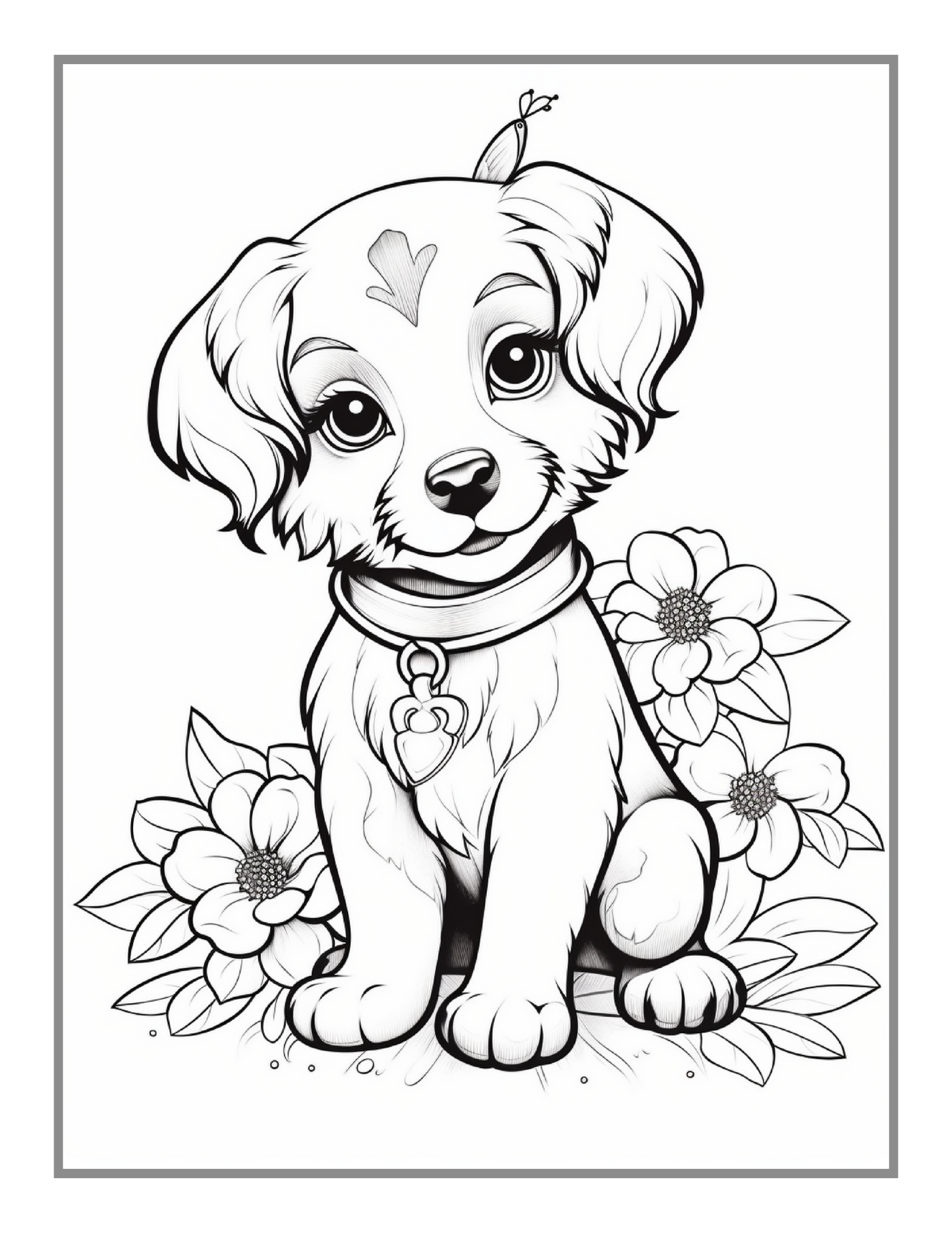 50 Pages Cute Dog Puppy Lover Coloring Book Gift for Adults Kids Boys Girls Teens Men Women Funny Dog Themed Animal Coloring Sheets