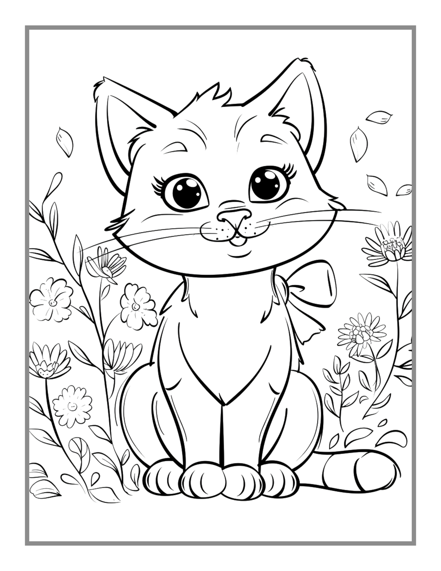 50 Pages Cute Cozy Cat Kitten Kitty Coloring Book Gift for Cat Lover Pet Owner Men Women Adults Kids Boys Girls Teens Funny Animal Coloring