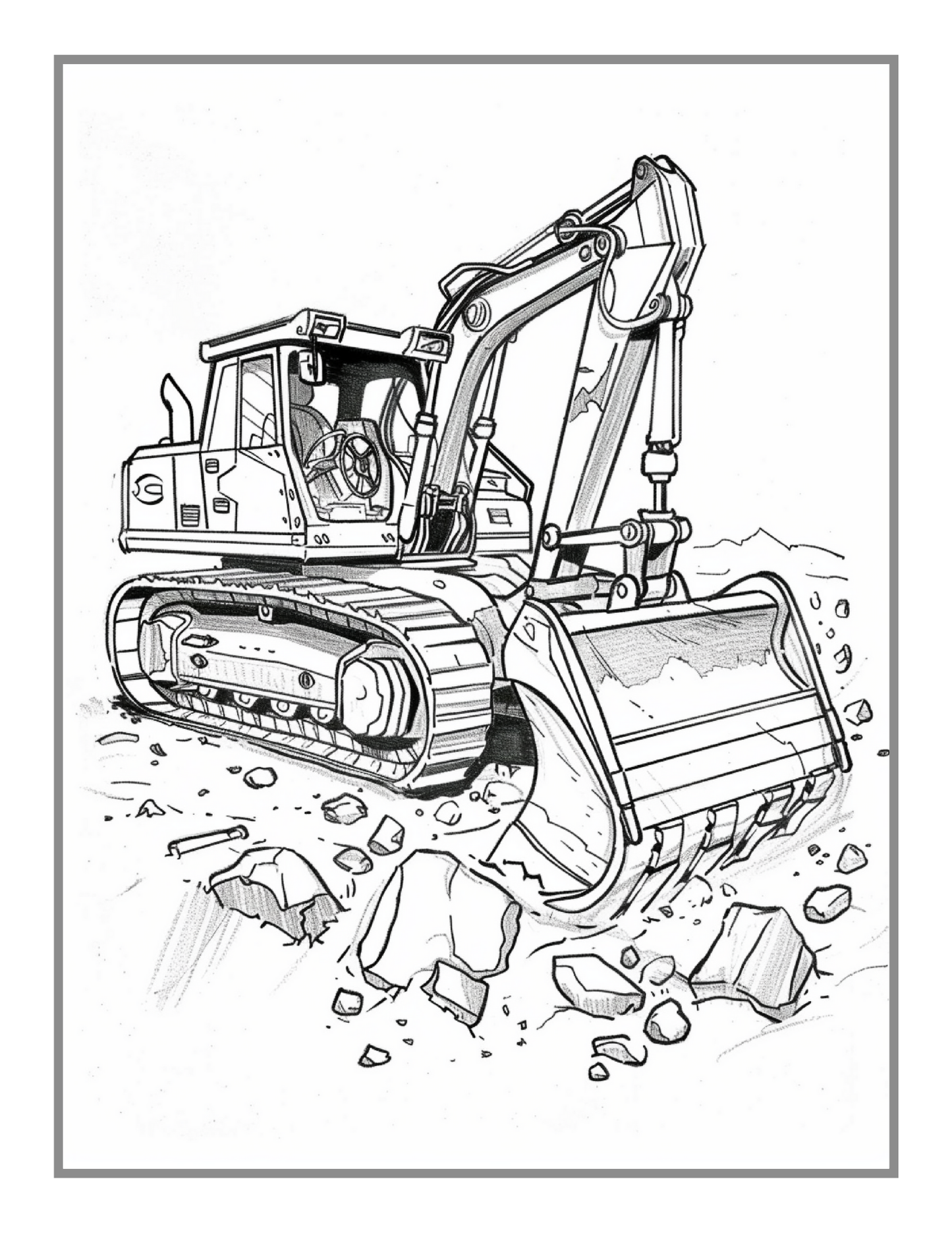 50 Pages Construction Vehicle Coloring Book Gift for Men Women Adults Kids Boys Girls Teens Children Truck Excavator Coloring Pages