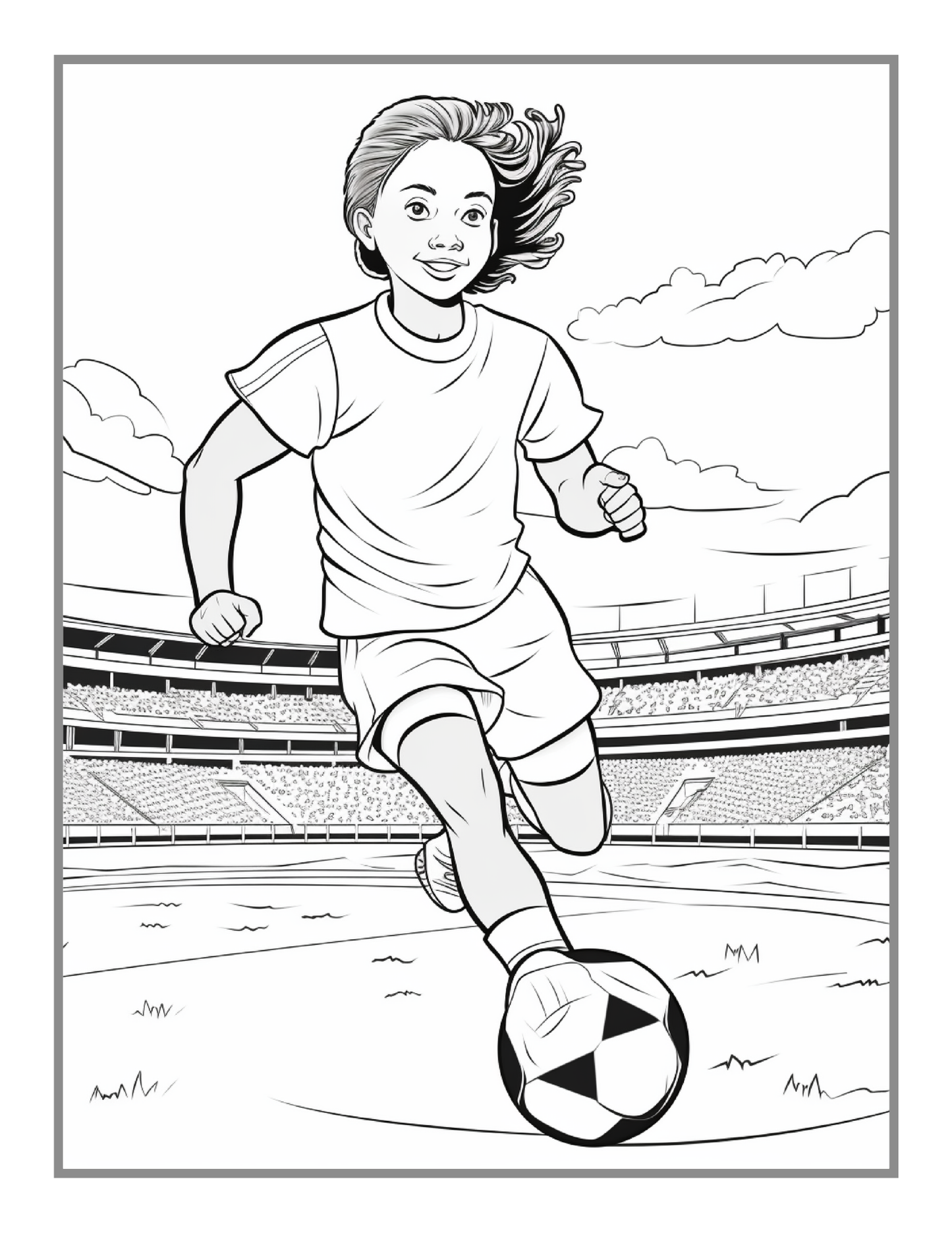 50 Pages Soccer Football Player Coloring Book Holiday Birthday Gift for Adults Kids Women Girls Teens Youth Soccer Coloring Activity Sheets