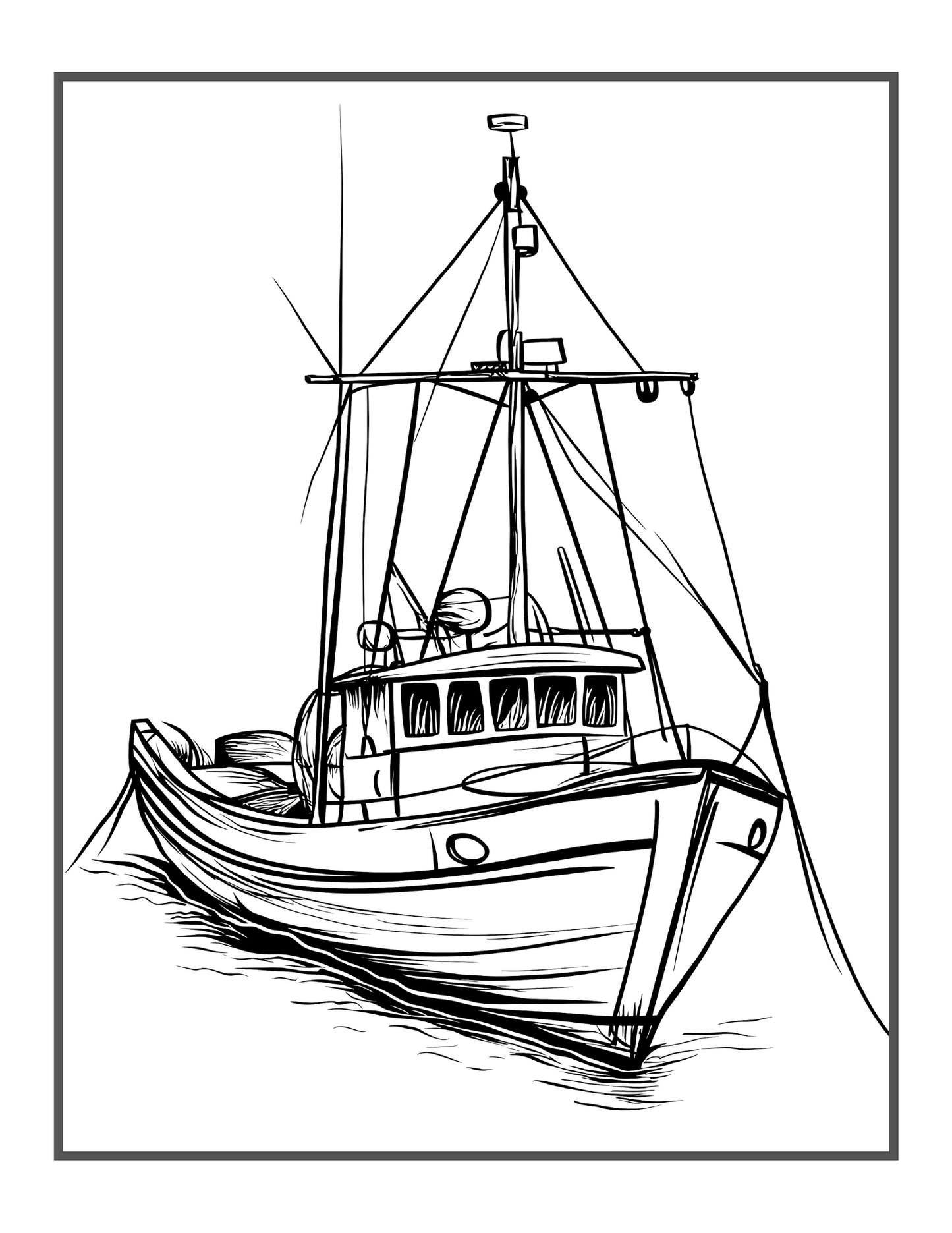 50 Pages Fishing Boat Coloring Book Gift for Adults Kids Men Women Boys Girls Teens Youth Boat Fishing Sailboat Race Boat Lover Relaxation