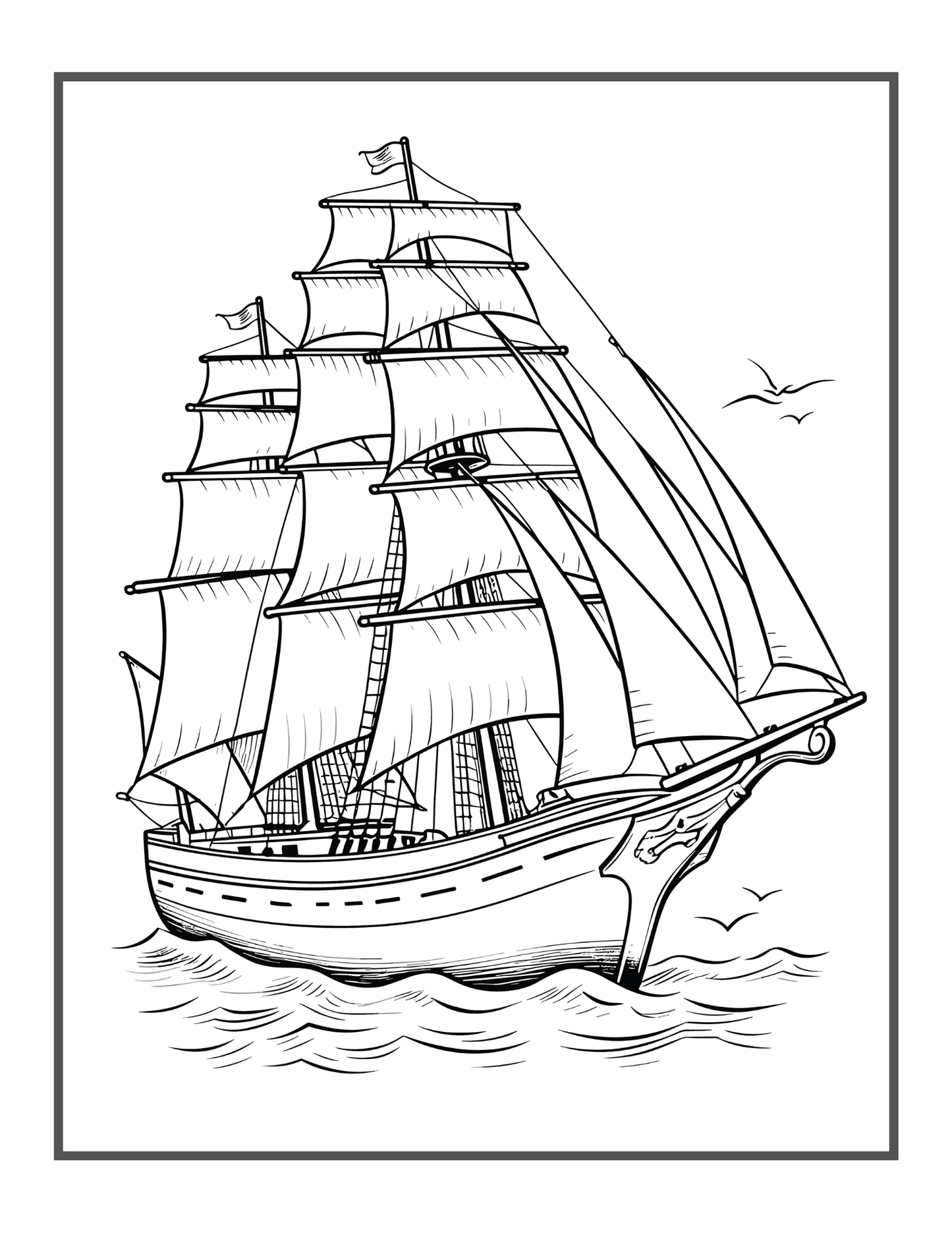 50 Pages Pirate Ship Boat Coloring Book Gift for Adults Kids Men Women Boys Girls Teens Youth Boat Fishing Sailboat Boat Lover Coloring
